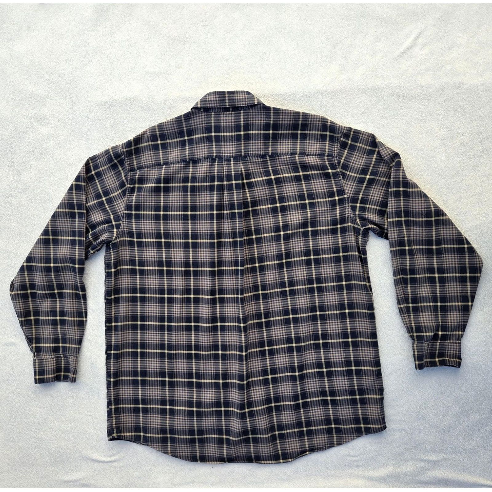 Vintage L.L. Bean Shirt Mens Large Blue Tan Plaid Flannel Button-Down Collar Long Sleeve Cotton Knit? (Correction: Provide only title) Size US L / EU 52-54 / 3 - 6 Thumbnail