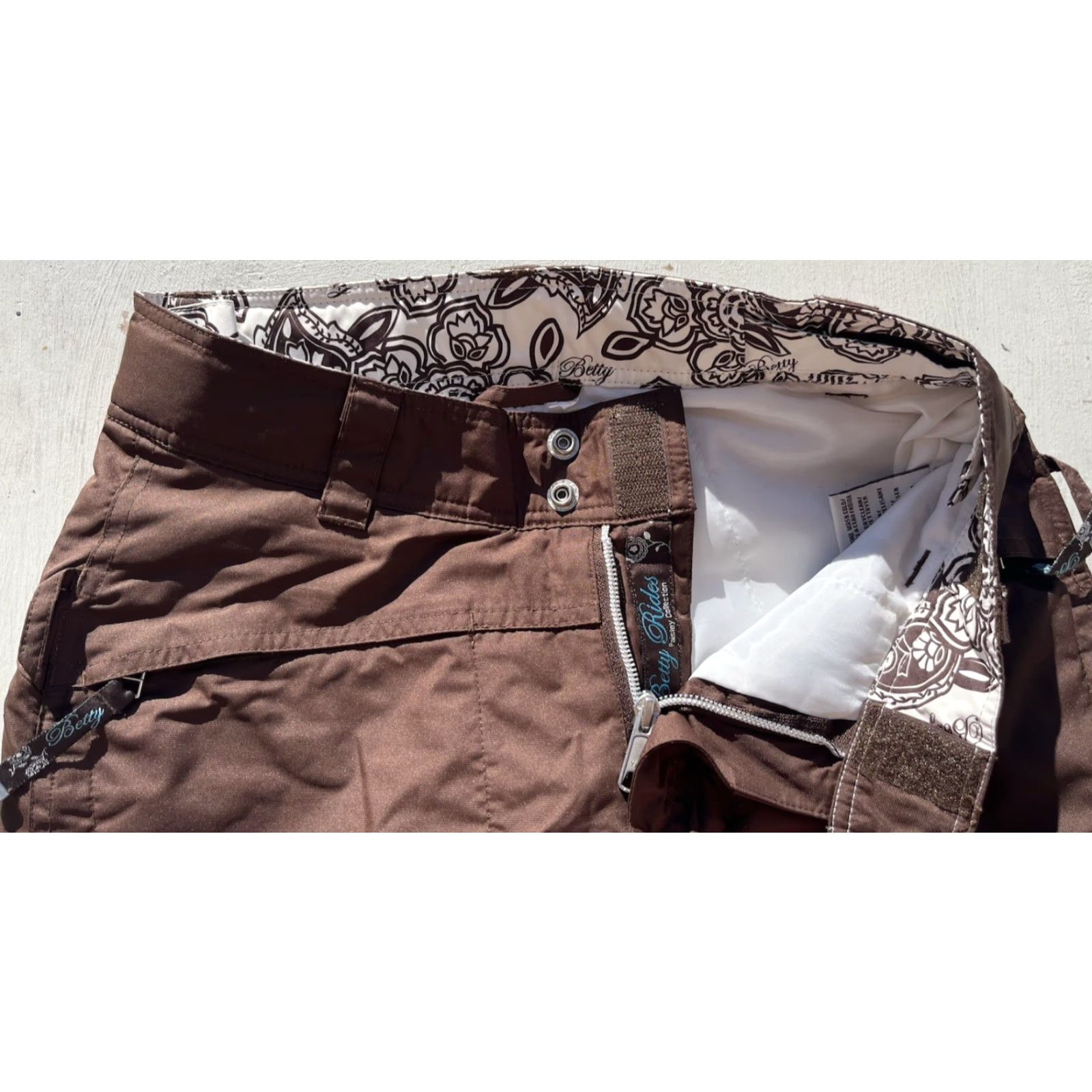 Vintage Betty Rides Women's Pants Ski Brown Solid XS Poly Zip Pockets Size 26" / US 2 / IT 38 - 6 Thumbnail