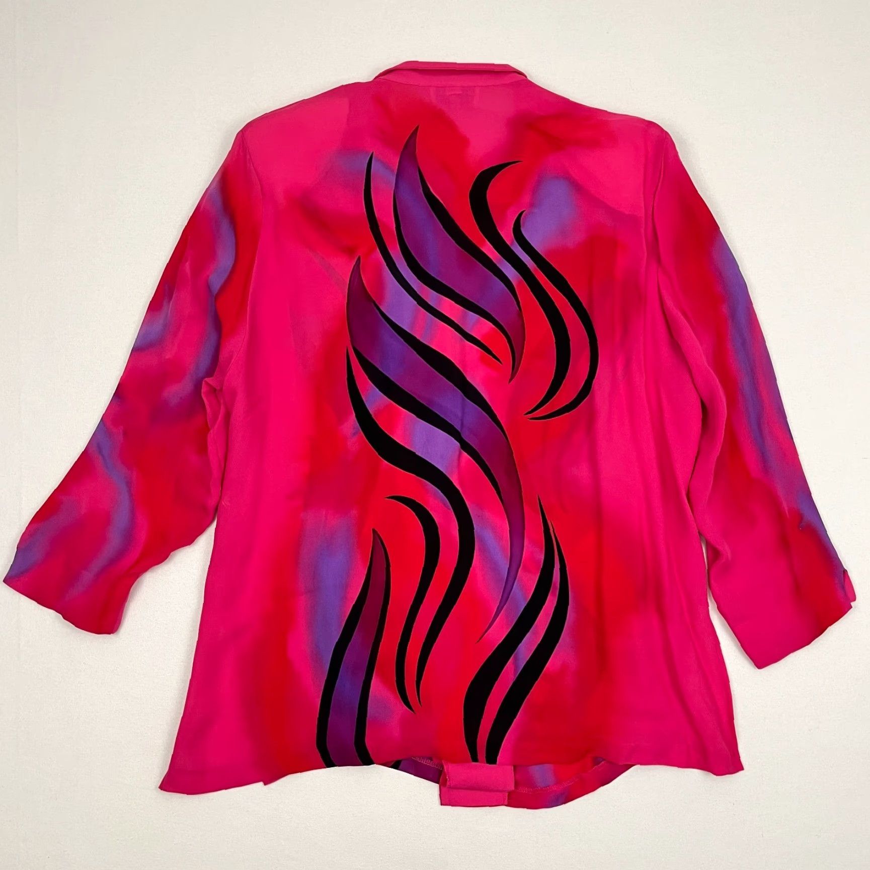 Pinko VINTAGE Louise Blumberg Santa Barbara Blouse Womens L Abstract Art Wear Silk Retro Pink Size L / US 10 / IT 46 - 5 Thumbnail