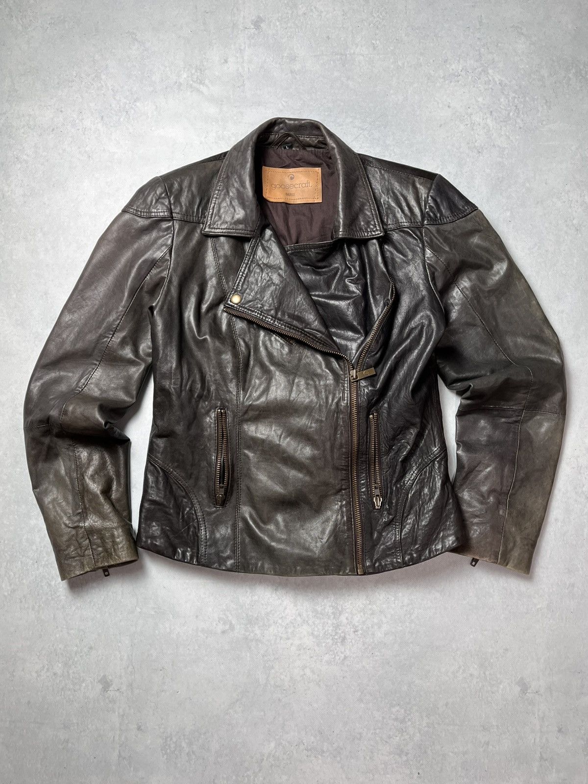 GOOSECRAFT VERY RARE Goosecraft Vintage Faded Real Leather Biker Jacket Size US M / EU 48-50 / 2 - 1 Thumbnail