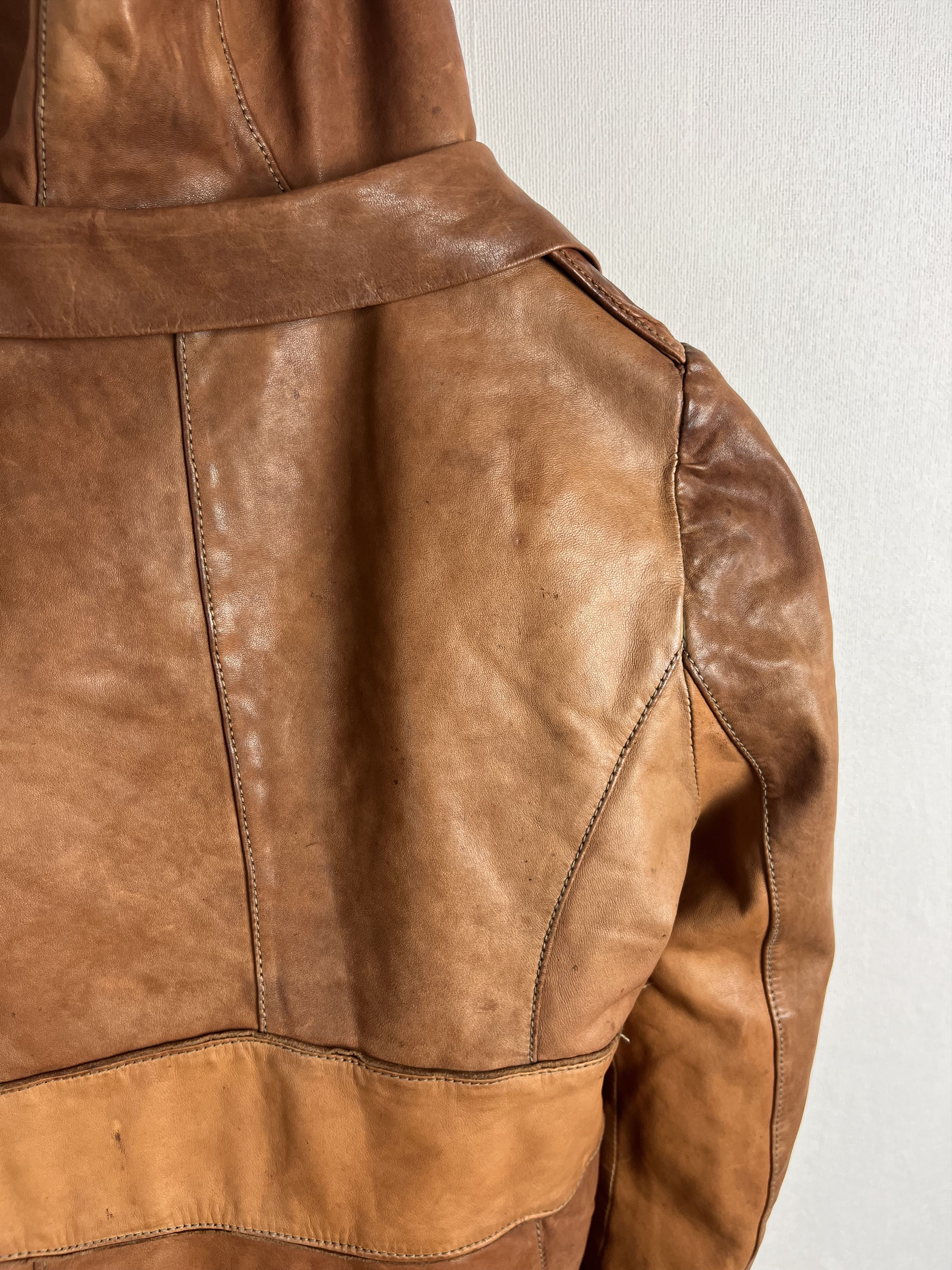 Giorgio Brato Giorgio Brato Hooded Zip Leather Brown Jacket Vera Pelle Size M / US 6-8 / IT 42-44 - 23 Thumbnail