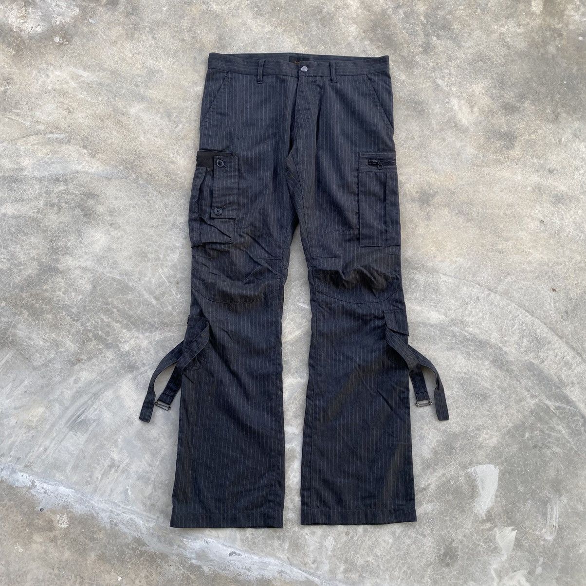 Tete Homme TETE HOMME Hickory Stripe Cargo Flare Pants Size US 32 / EU 48 - 1 Thumbnail