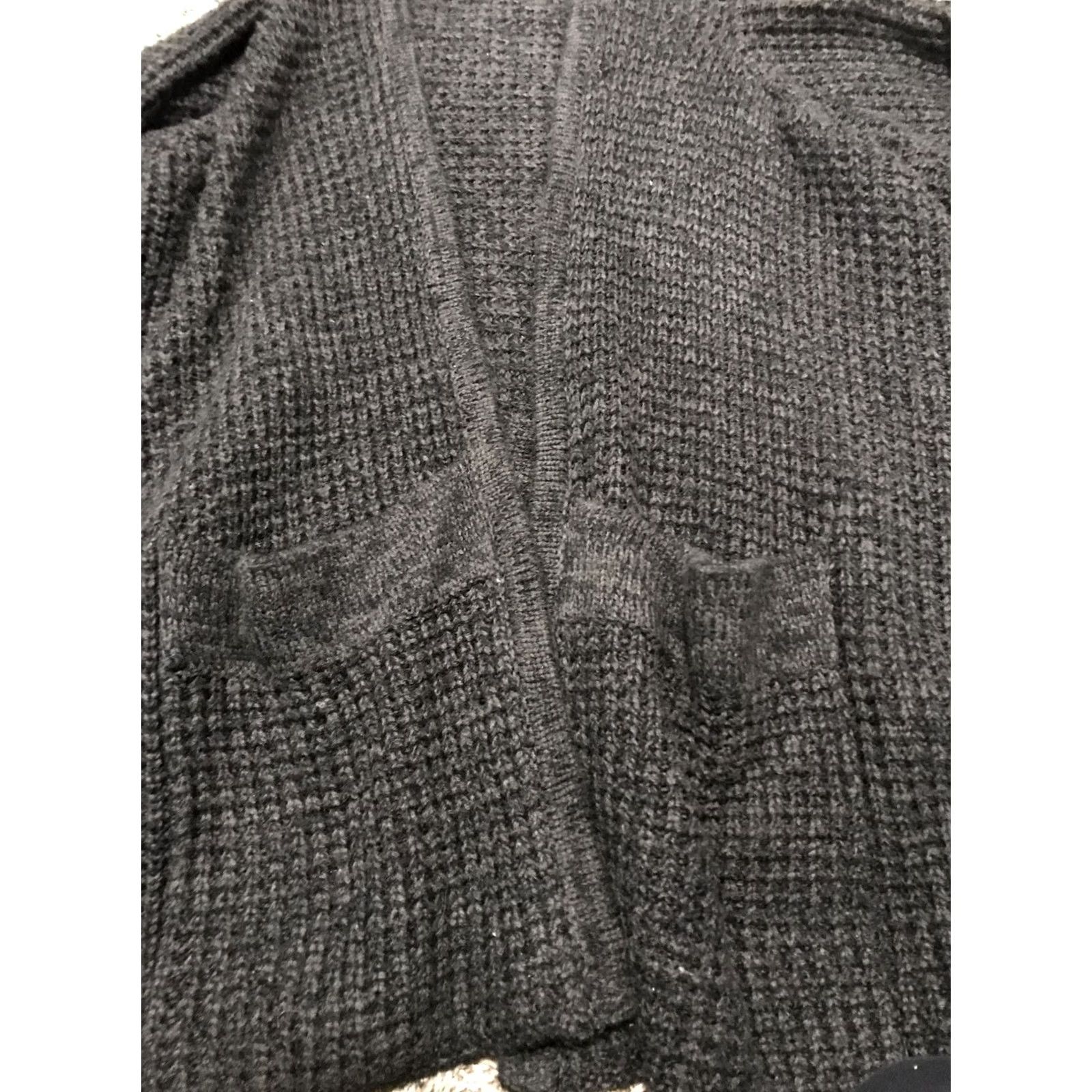 Neiman Marcus Neiman Marcus Cardigan Shirt Women XS Hooded V-Neck Gray Acrylic Open-Knit Designer Sweater 33” Length A36 Size XS / US 0-2 / IT 36-38 - 4 Thumbnail