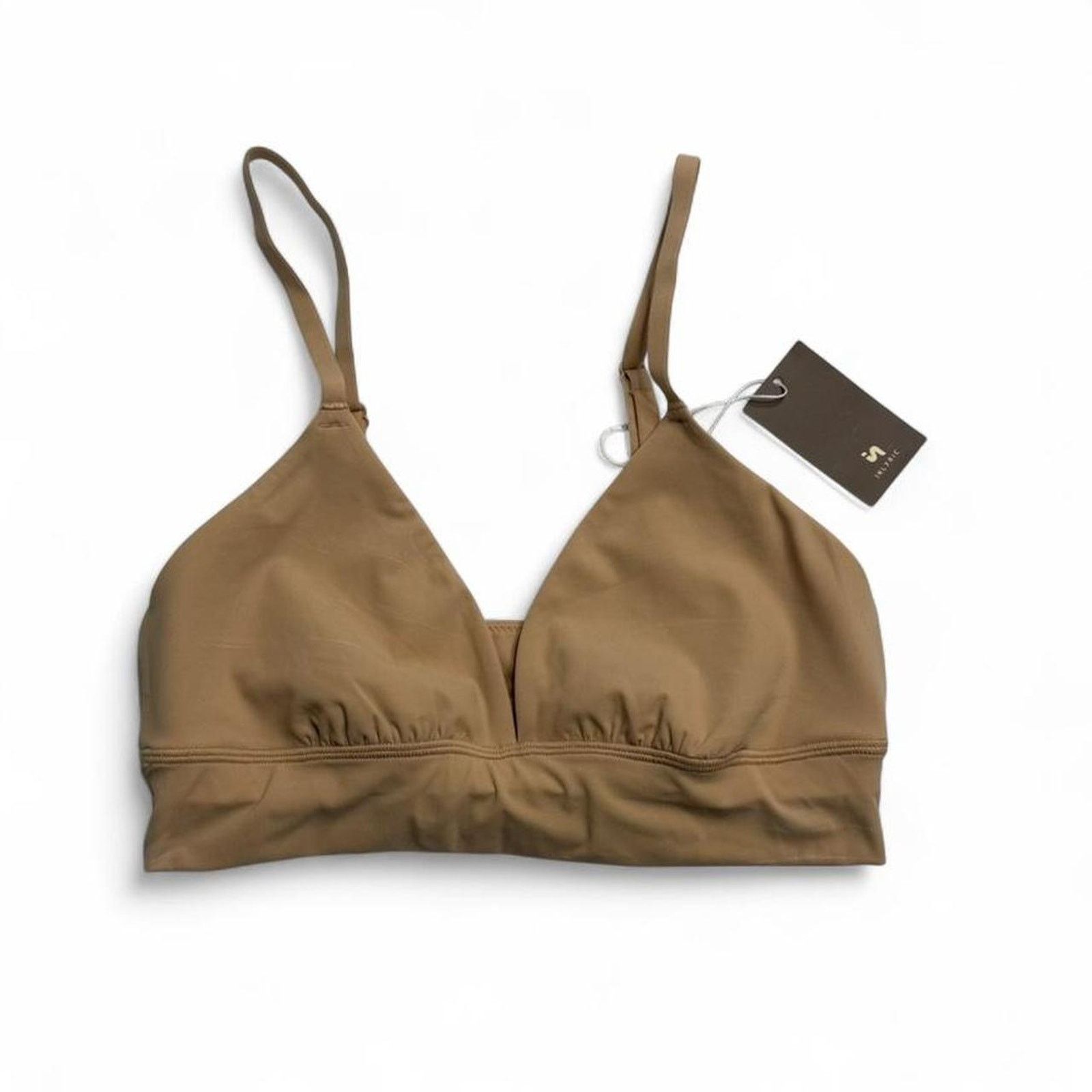 Illyric Plunge Unlined Yoga Sport Beige Taupe Softbra Size S in Brown, Women's
