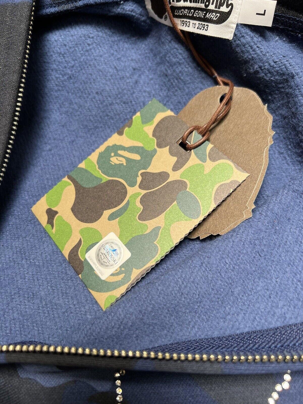 Bape BAPE A Bathing Ape Head Hoodie Blue Navy Camo Swarovski L Size US 34 / EU 50 - 6 Thumbnail