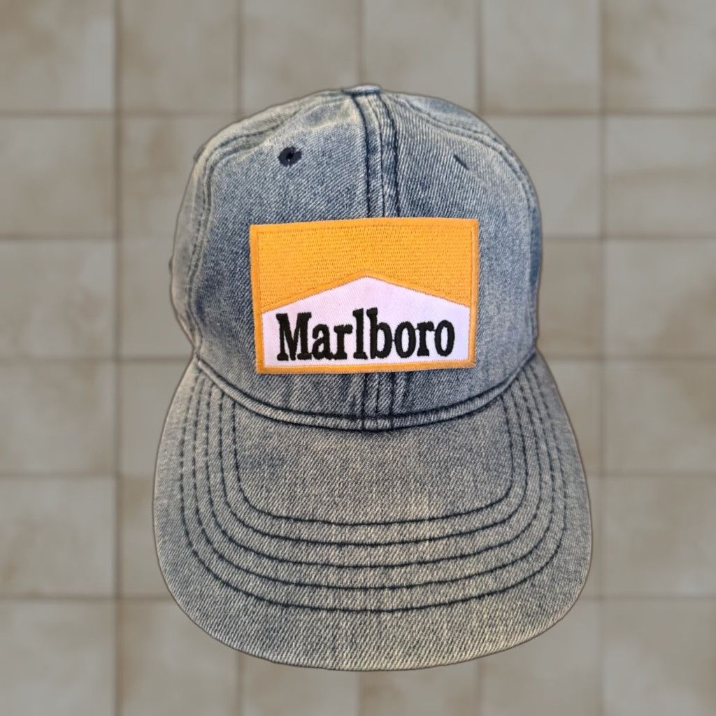 Marlboro Marlboro Denim Patch Gold Hat StrapBack Trucker Men One Size Blue 90s Vintage? Size ONE SIZE - 1 Thumbnail