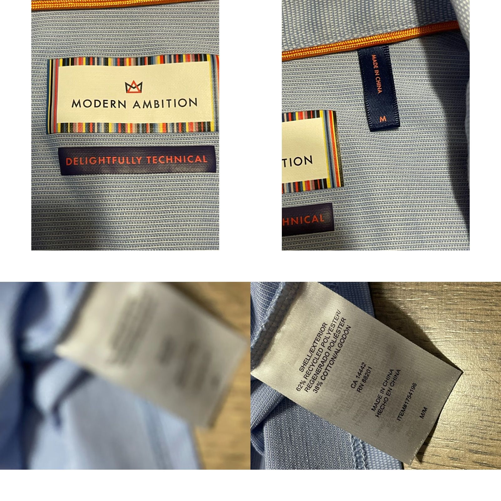 Vintage Modern Ambition Shirt Polo Short Sleeve, Men's Medium, Blue, 1/4 Buttons, Casual, Regular Fit Size US M / EU 48-50 / 2 - 8 Thumbnail