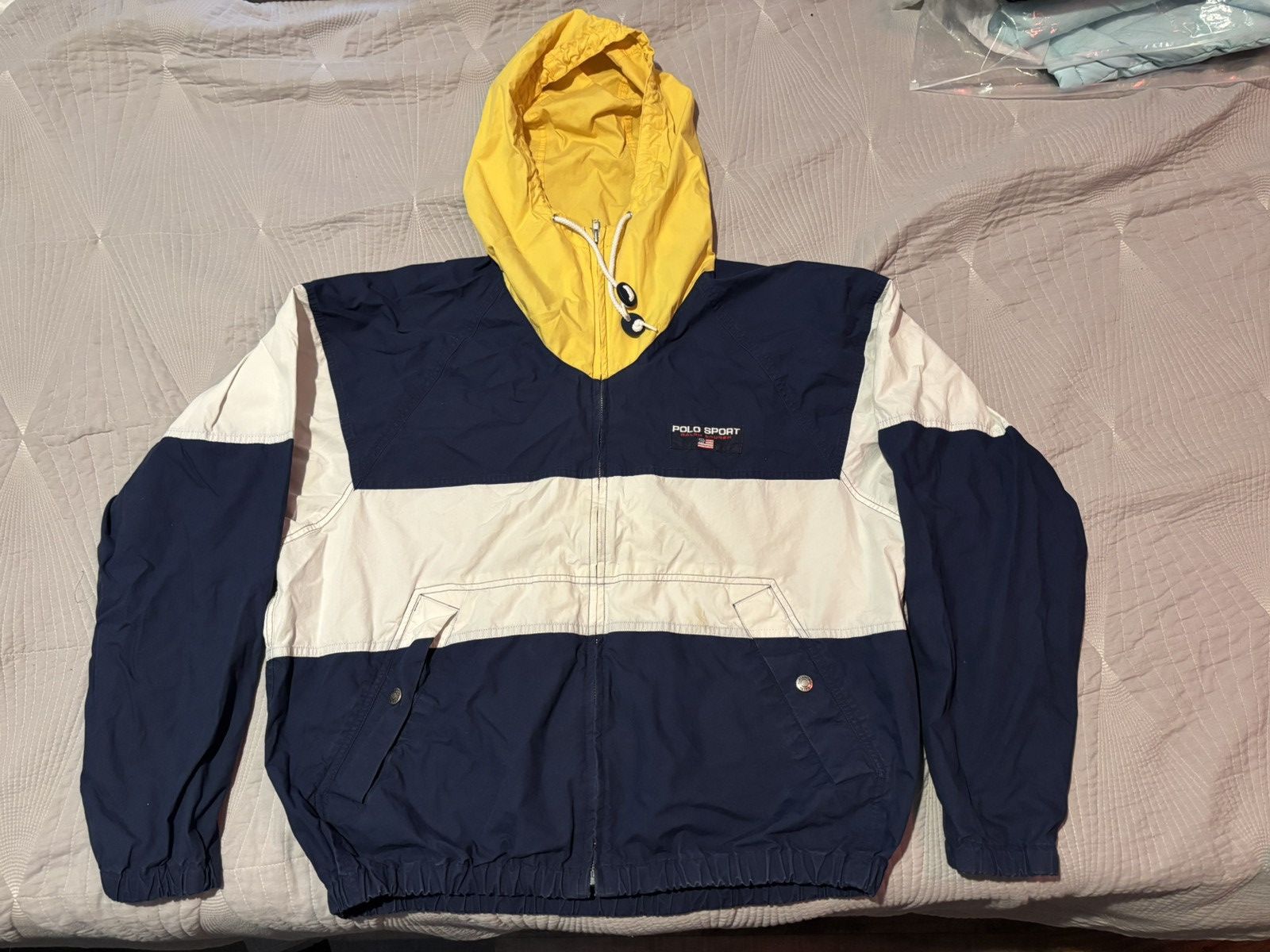 Polo Ralph Lauren × Ralph Lauren Vintage 90s tri-tone Hooded Wind Breaker from Polo Sport Size US M / EU 48-50 / 2 - 1 Thumbnail