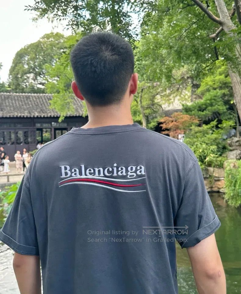 Balenciaga Balenciaga Smoke Grey Coke Embroidered Short Sleeve Size US S / EU 44-46 / 1 - 5 Thumbnail