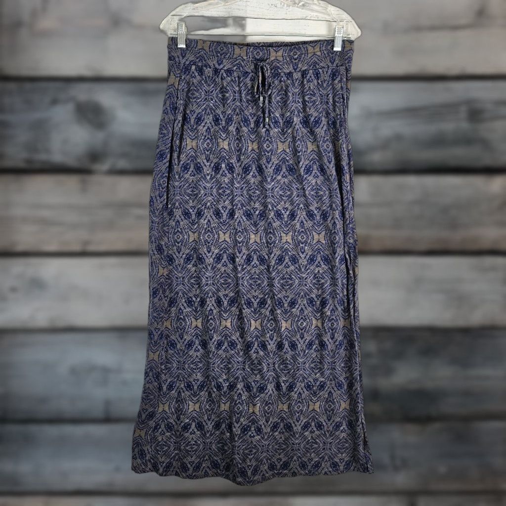 Eddie Bauer Eddie Bauer Womens Maxi Skirt Sz Small Gray Blue Cotton Pockets Drawstring Size 28" / US 6 / IT 42 - 1 Thumbnail