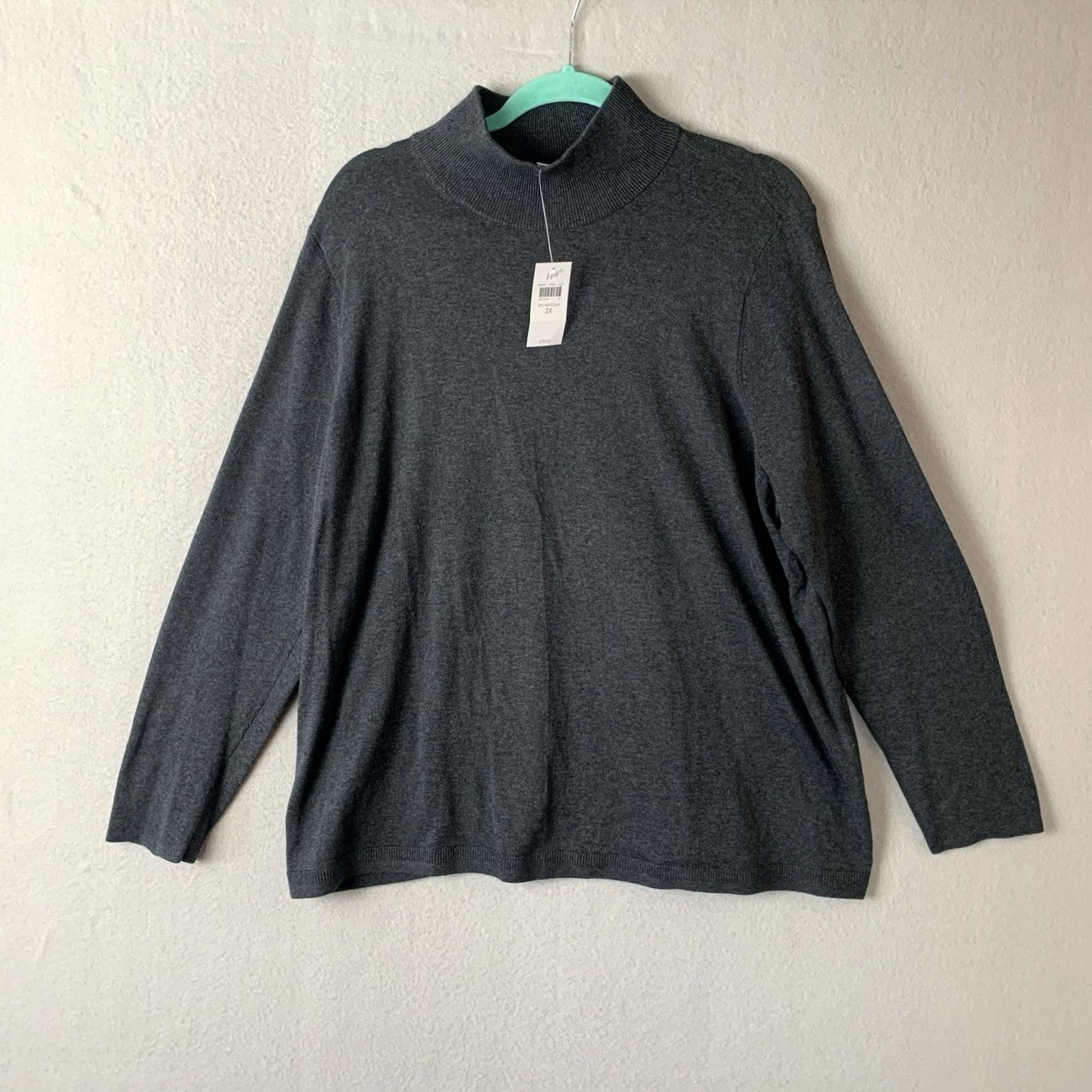 J. Jill VINTAGE J.Jill Turtleneck Sweater Womens 2X Gray Silk Cotton Quiet Luxury Old Money Size XXL / US 16-18 / IT 52-54 - 2 Thumbnail
