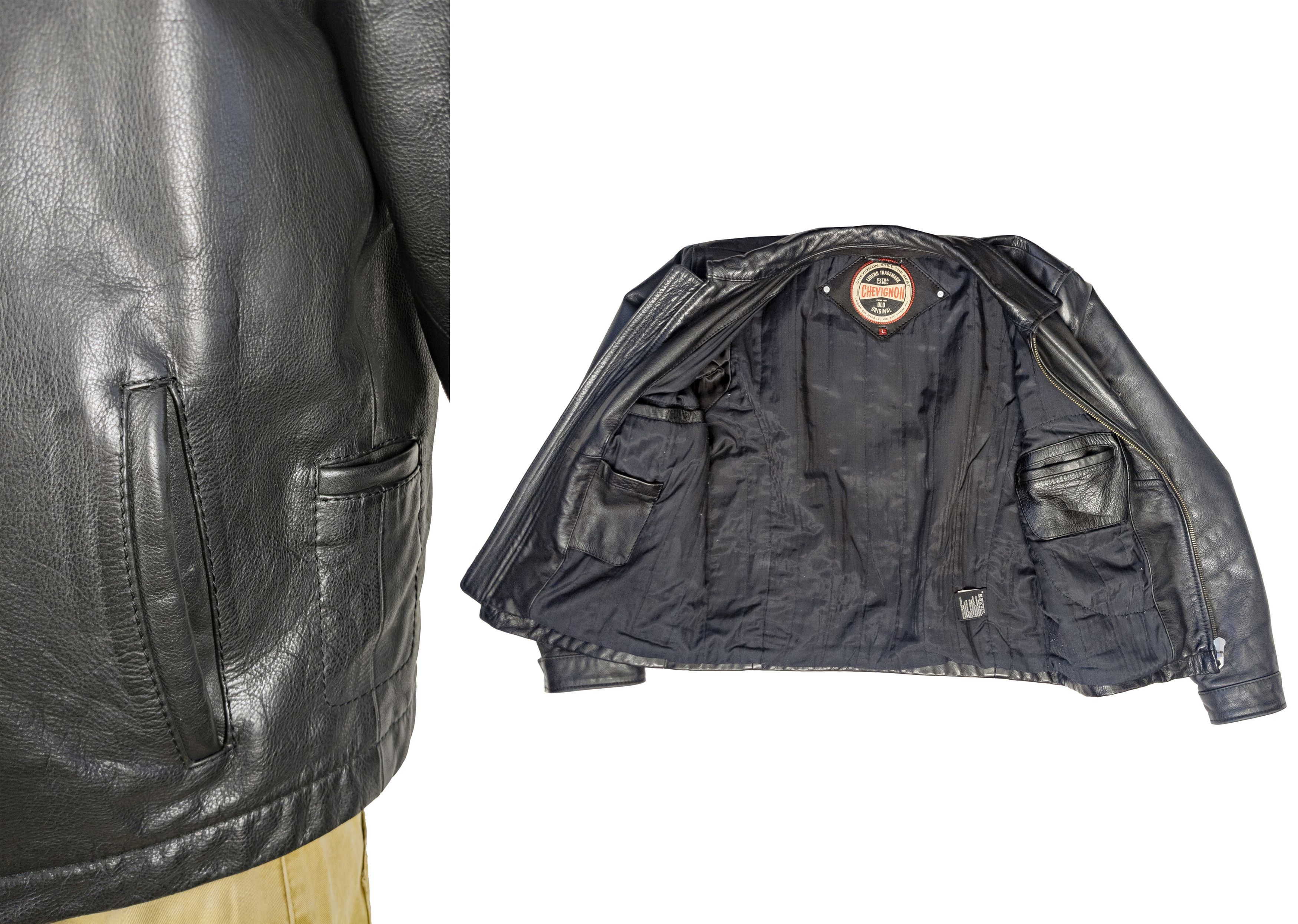 Chevignon Vintage Chevignon mens black leather jacket, Pilot size L Size US L / EU 52-54 / 3 - 3 Thumbnail