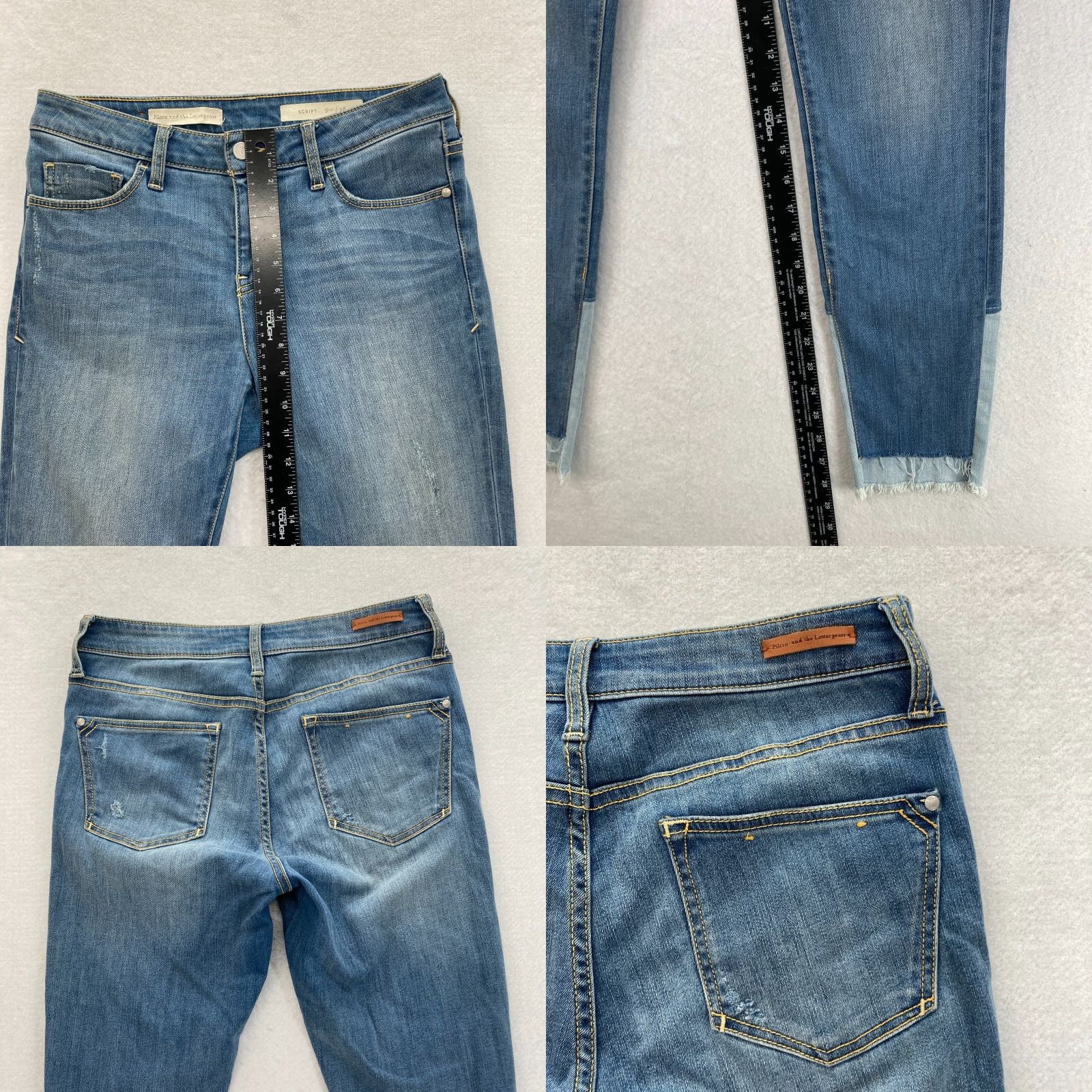 Vintage Pilcro and the Letterpress Script Women's 28 Medium Distressed Blue Denim Jeans Size 28" / US 6 / IT 42 - 8 Thumbnail