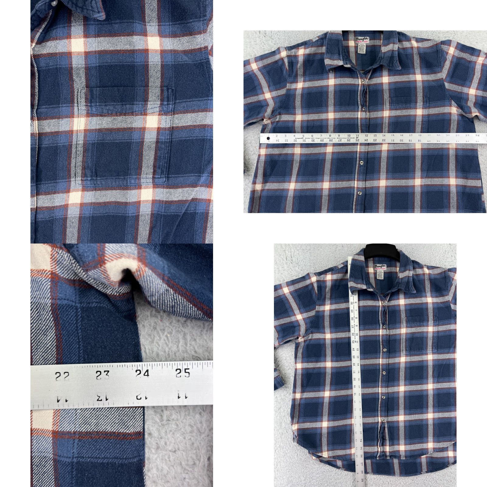Wrangler Wrangler Shirt Womens Large Blue Plaid Flannel Button-Up Cotton Size L / US 10 / IT 46 - 8 Thumbnail