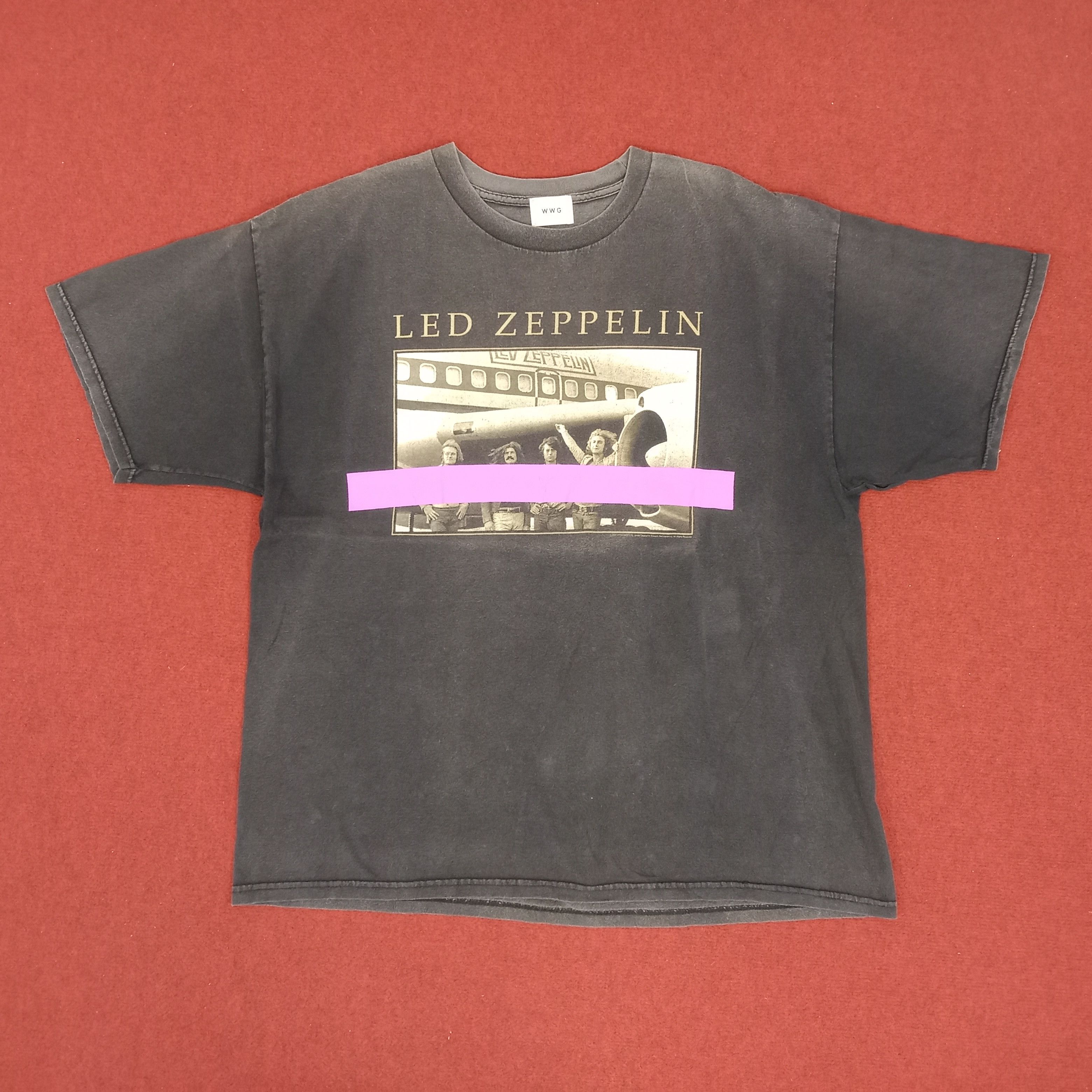 image of Band Tees x Rock T Shirt Led Zeppelin Rock Band Photo Print Style Music Tshirt in Black (Size 2XL)
