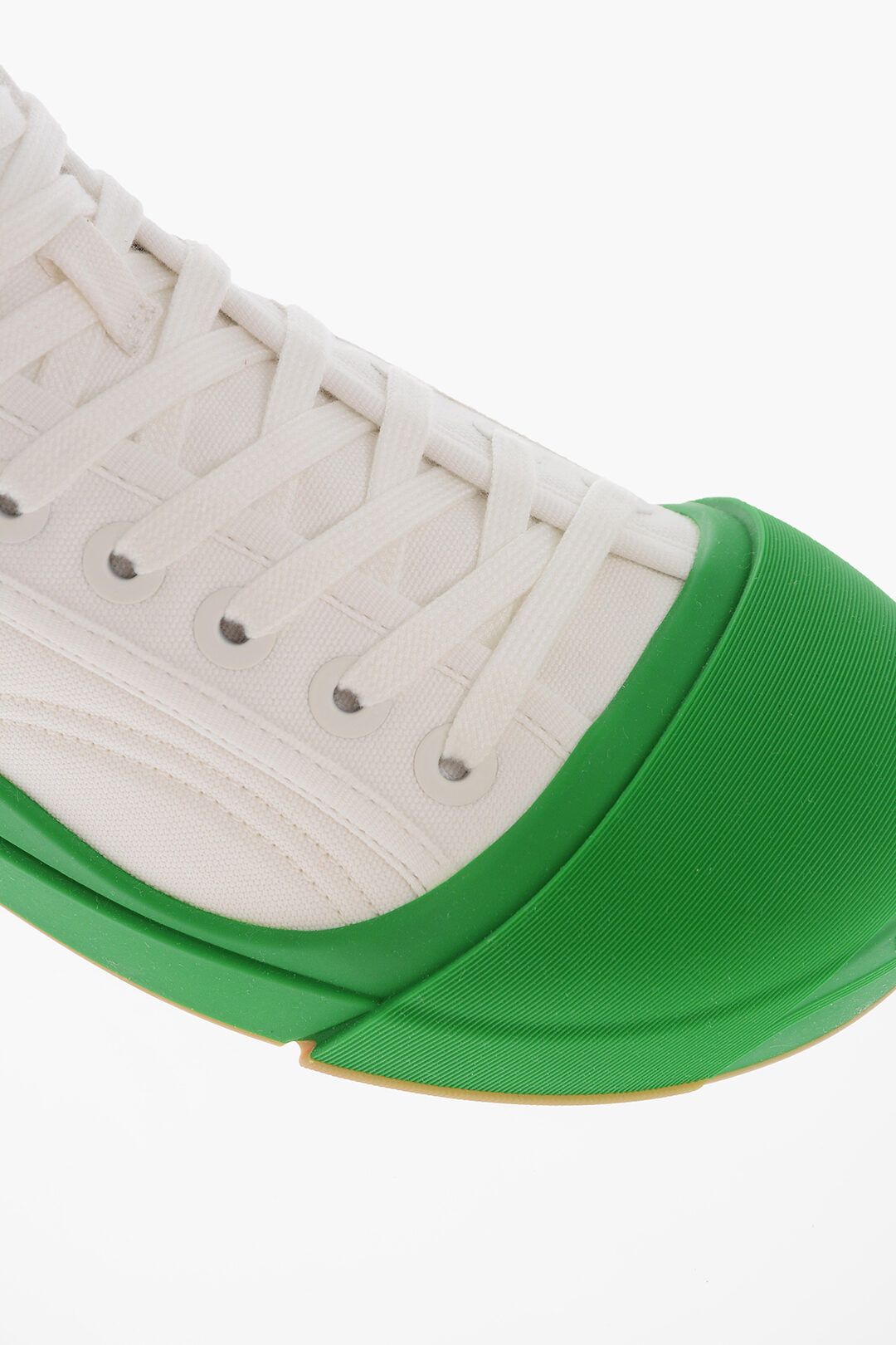 Bottega Veneta og1mm0825 Canvas Vulcan Hi-Top Sneakers in White/Green Size US 5 / IT 35 - 4 Thumbnail