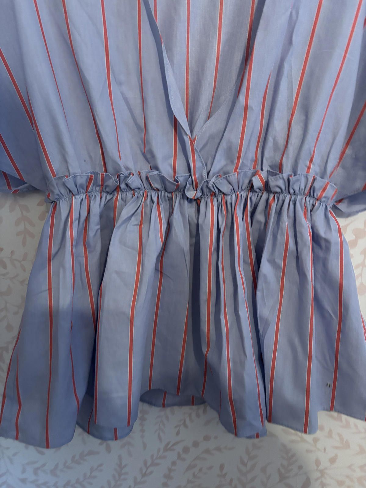 Other NWOT Anthropologie Blue Striped V-Neck Blouse Cinched Waist Size M / US 6-8 / IT 42-44 - 5 Thumbnail