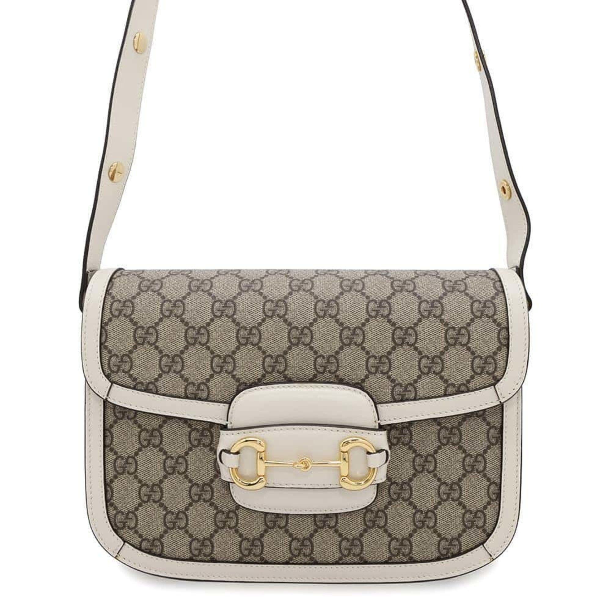 Gucci Shoulder Bag 1955 Horsebit GG Supreme 602204 Gucci White in Beige, Women's
