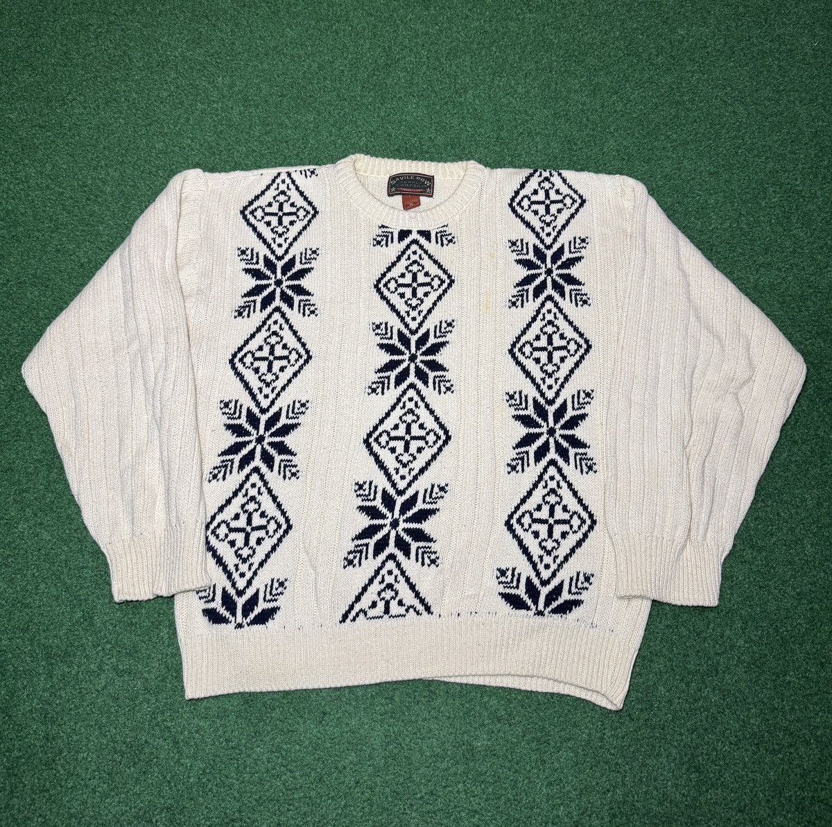 Savile Row Vintage 90s Snowflake Fair Isle Knit Grandpa M/L Sweater Size US M / EU 48-50 / 2 - 1 Thumbnail