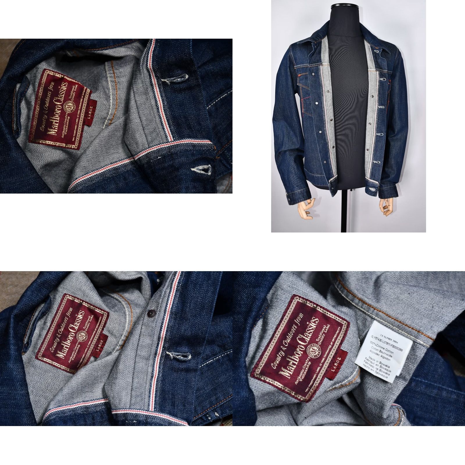 Marlboro Marlboro Denim Jacket Men's L Blue Solid Cotton Denim Jacket Regular Mens 90s Classic Size US L / EU 52-54 / 3 - 8 Thumbnail
