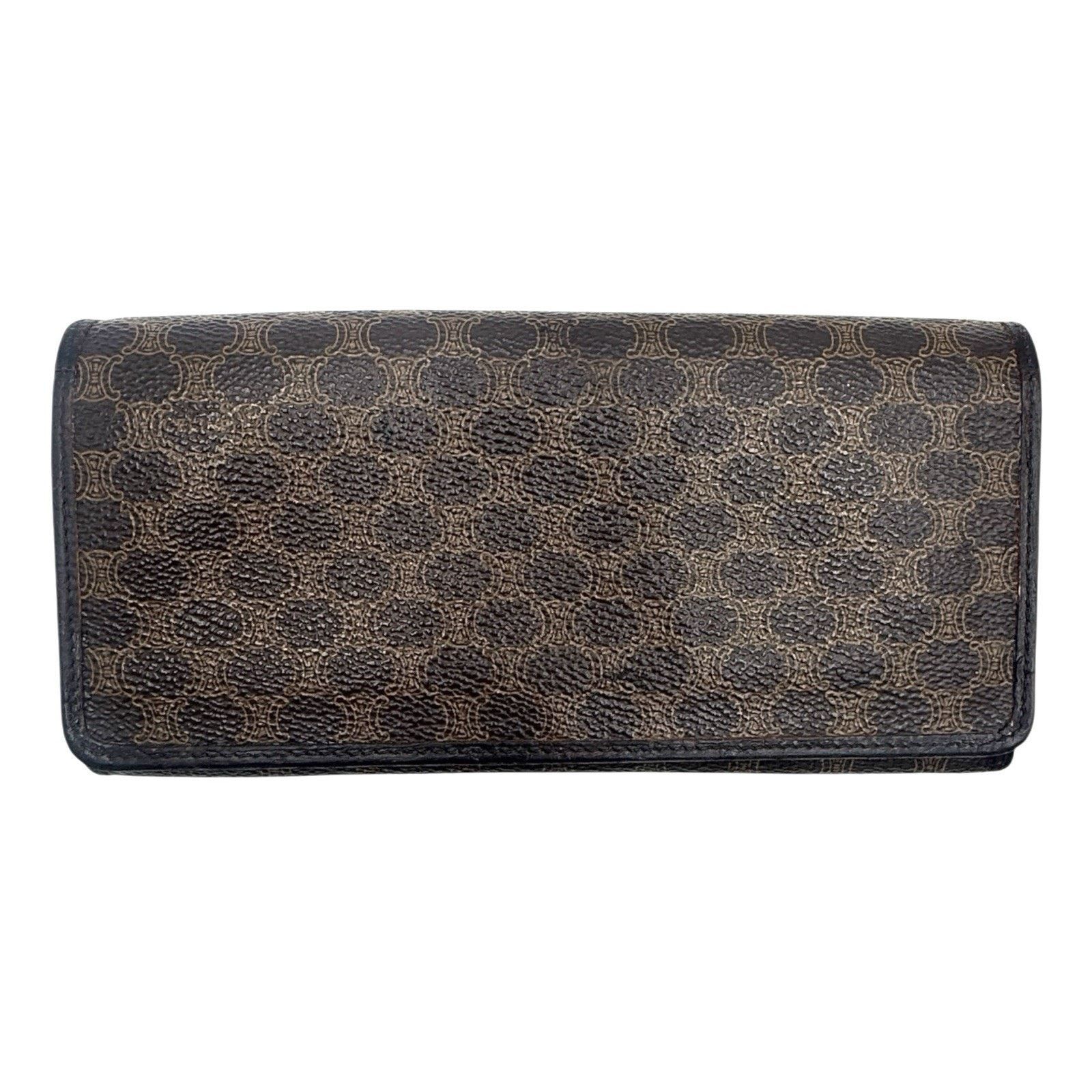 Macadam Long Wallet Purse Brown Authentic Authentic