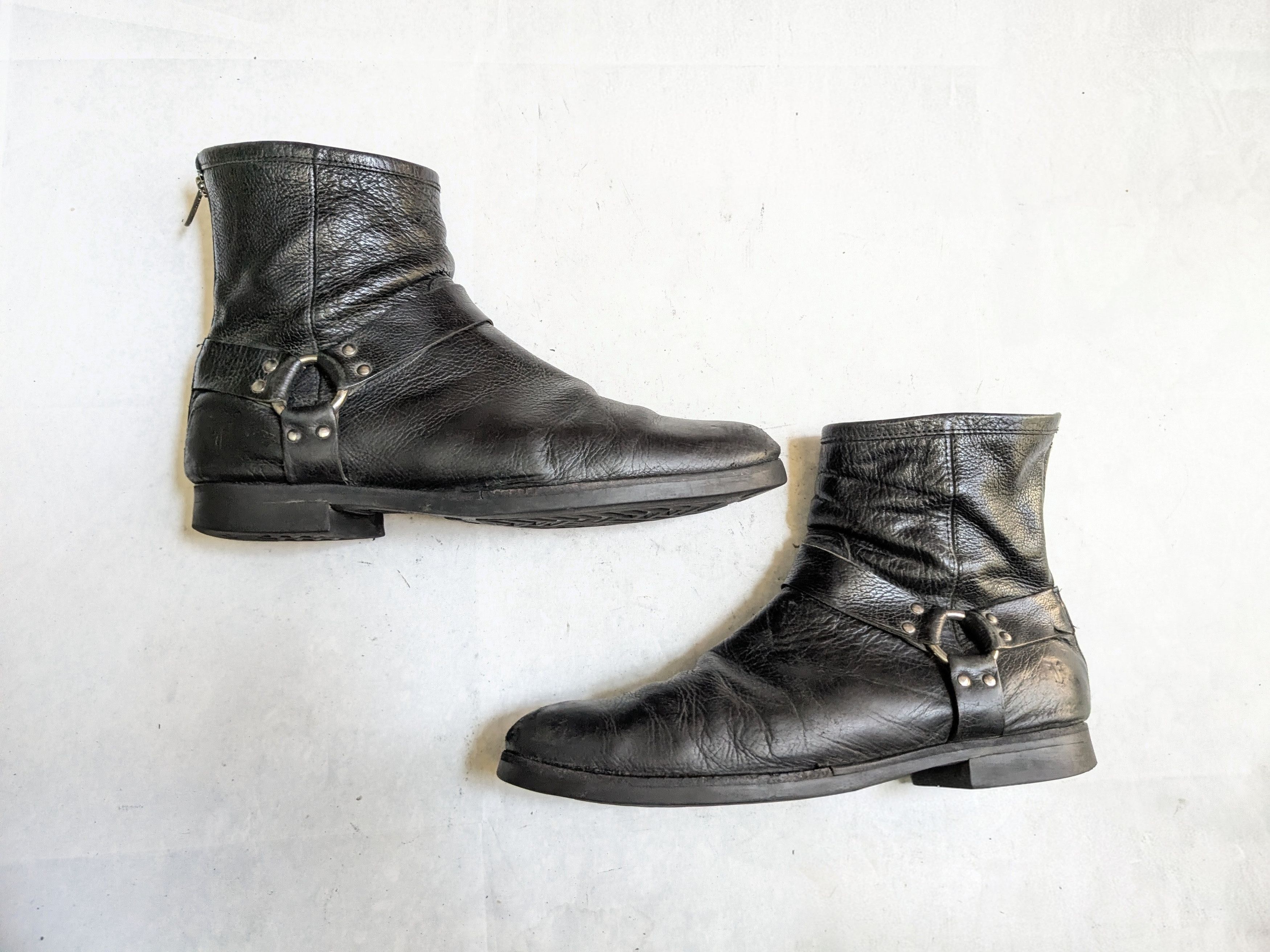 Frye Frye Harness Boots Black 13 D Back Zip Leather Size US 13 / EU 46 - 1 Thumbnail