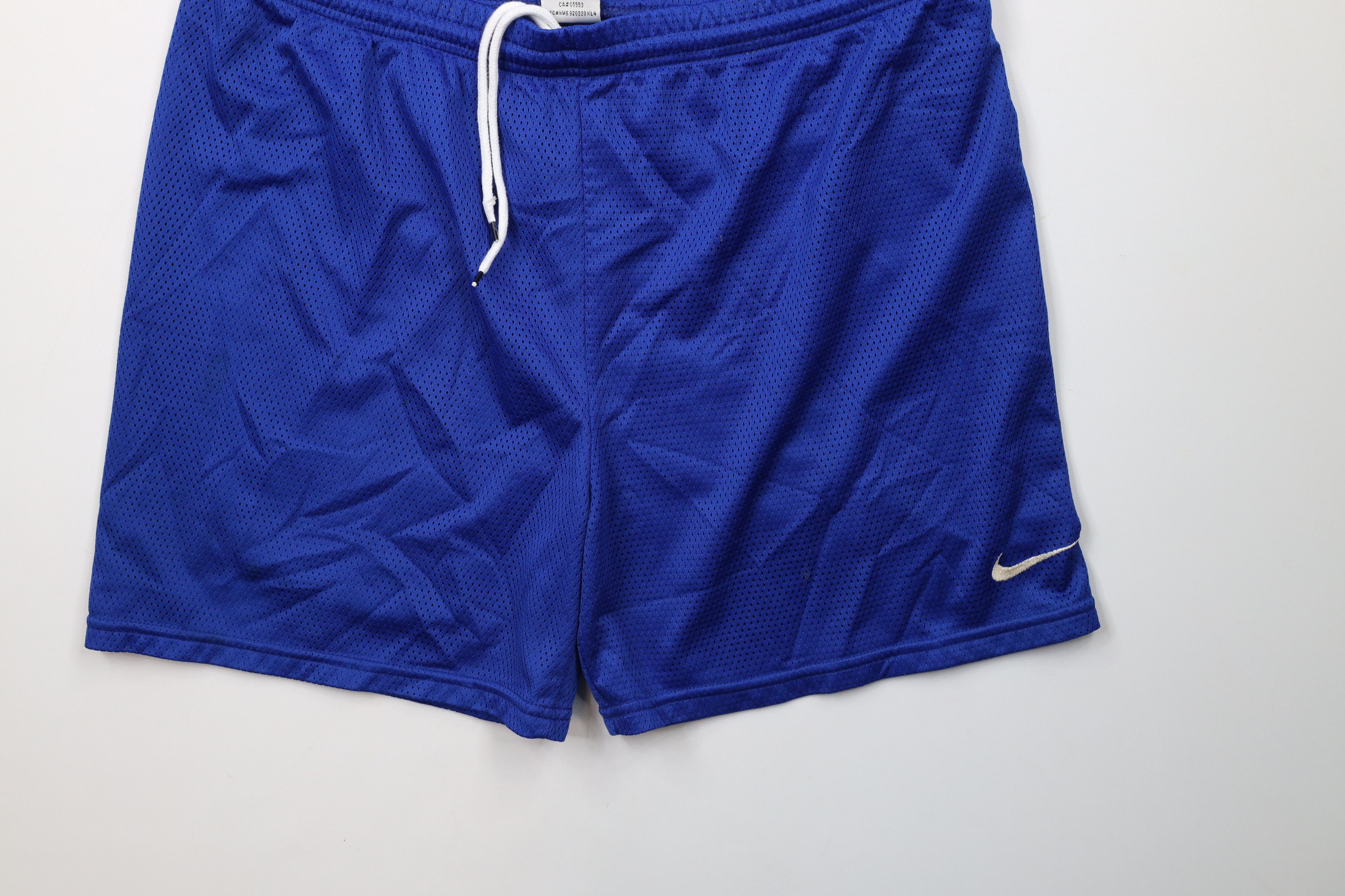 Nike × Vintage Vintage 90s Nike Mini Swoosh Above Knee Mesh Shorts Blue Size US 34 / EU 50 - 4 Thumbnail