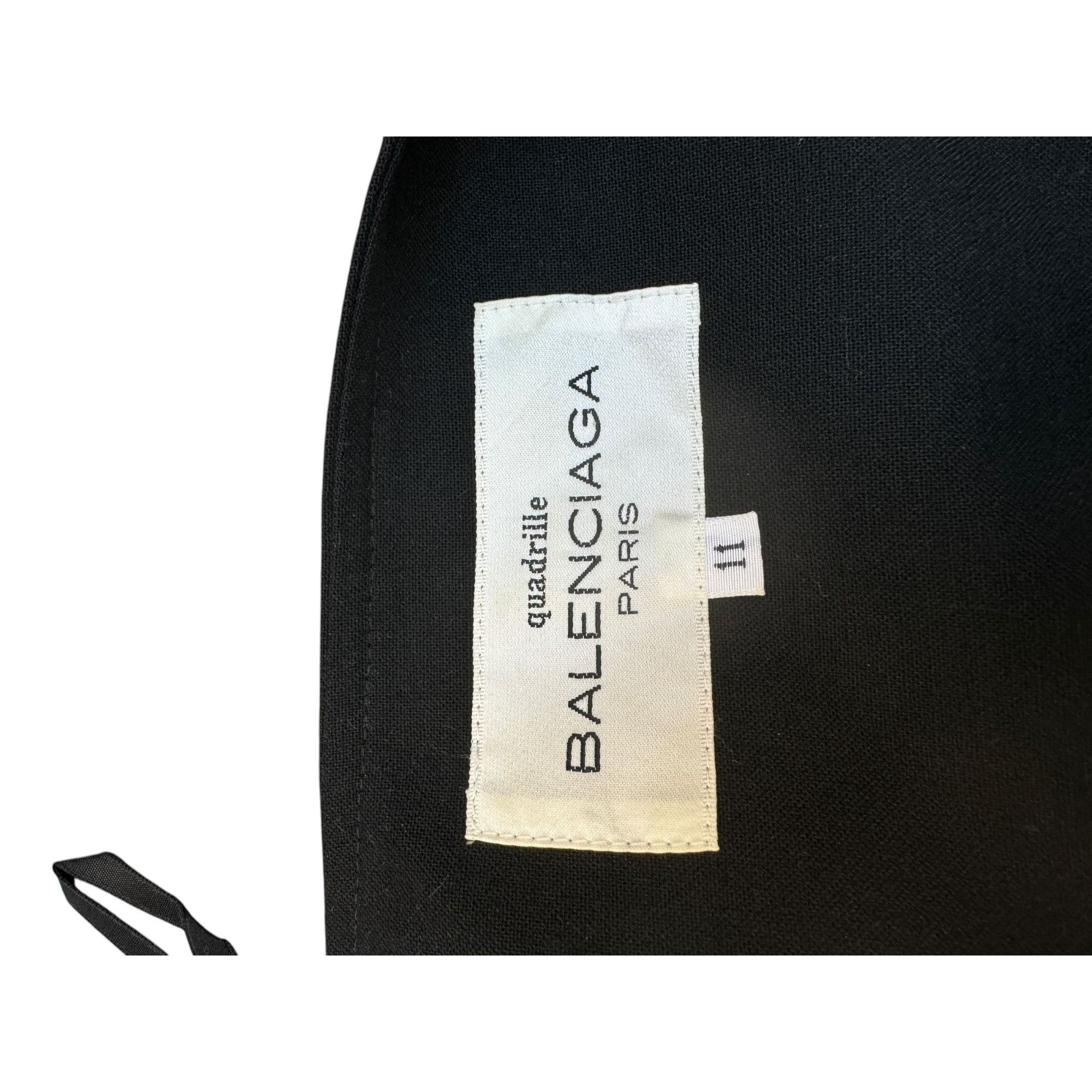 Balenciaga Vintage Black Wool Quadrille Jacket Size M / US 6-8 / IT 42-44 - 5 Thumbnail