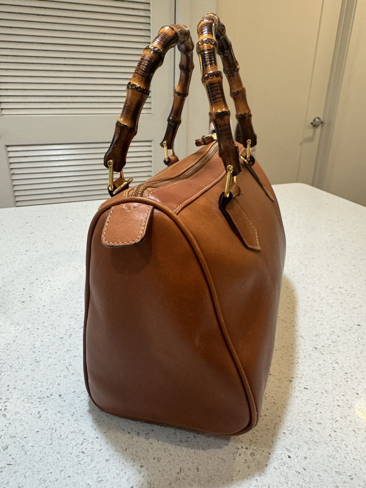 Gucci Gucci Vintage Bamboo Handle Bag - Brown Leather with COA Size ONE SIZE - 6 Thumbnail