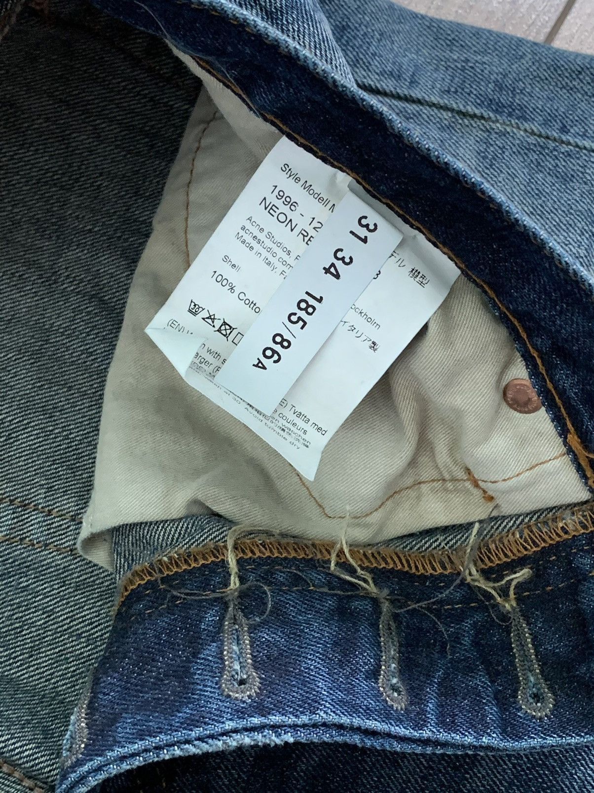Acne Studios RARE Acne Studios Neon Repair Distressed Denim Jeans Pants Size US 31 - 12 Thumbnail