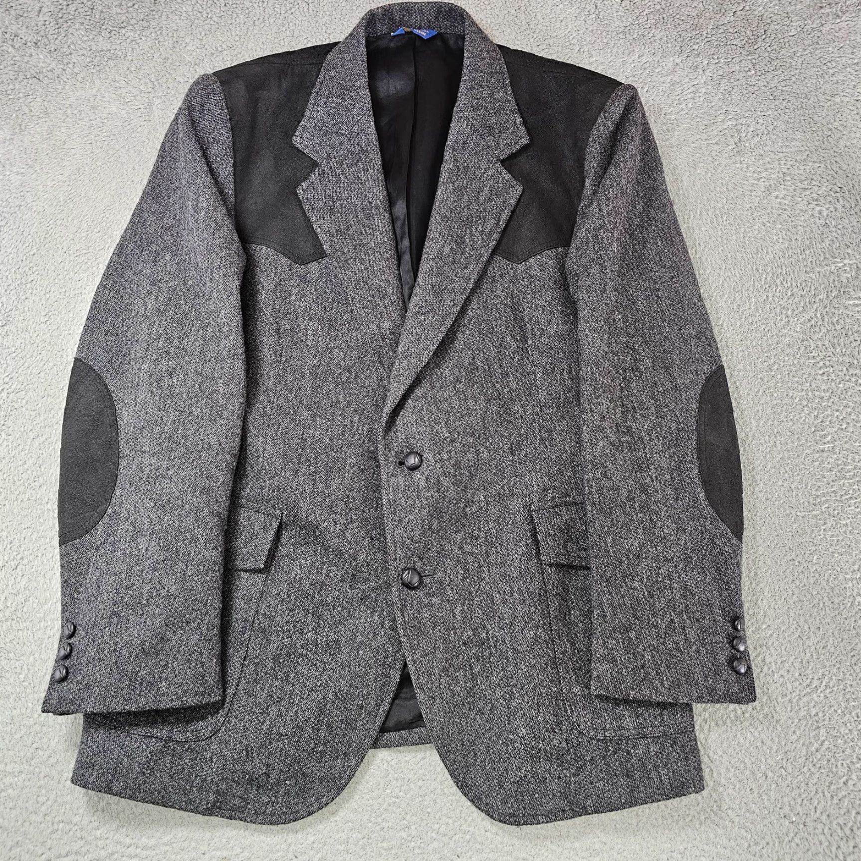 Pendleton VINTAGE Pendleton Jacket Mens 44 Gray Wool Suede Elbow Patches 80s Size US S / EU 44-46 / 1 - 2 Thumbnail