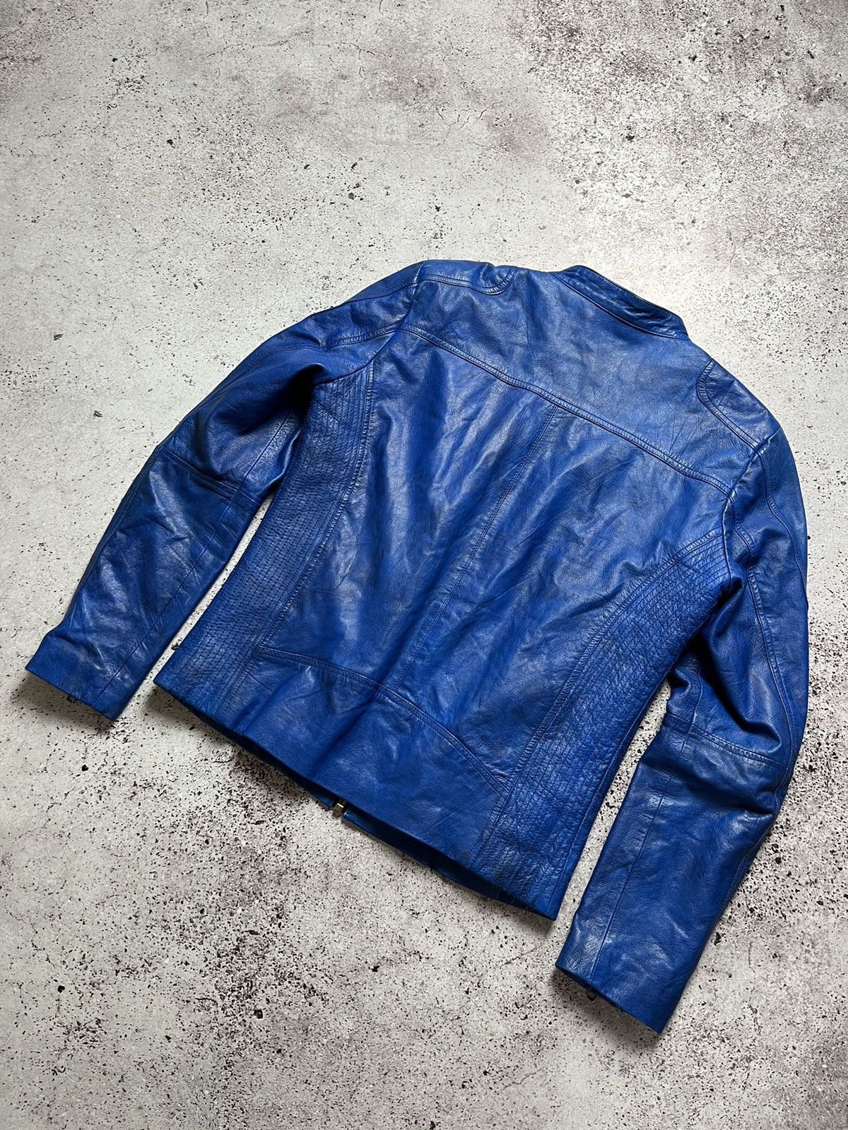 Vintage 🦺Vintage Freaky Nation Wash Distressed Leather Jacket Blue Size US L / EU 52-54 / 3 - 2 Thumbnail