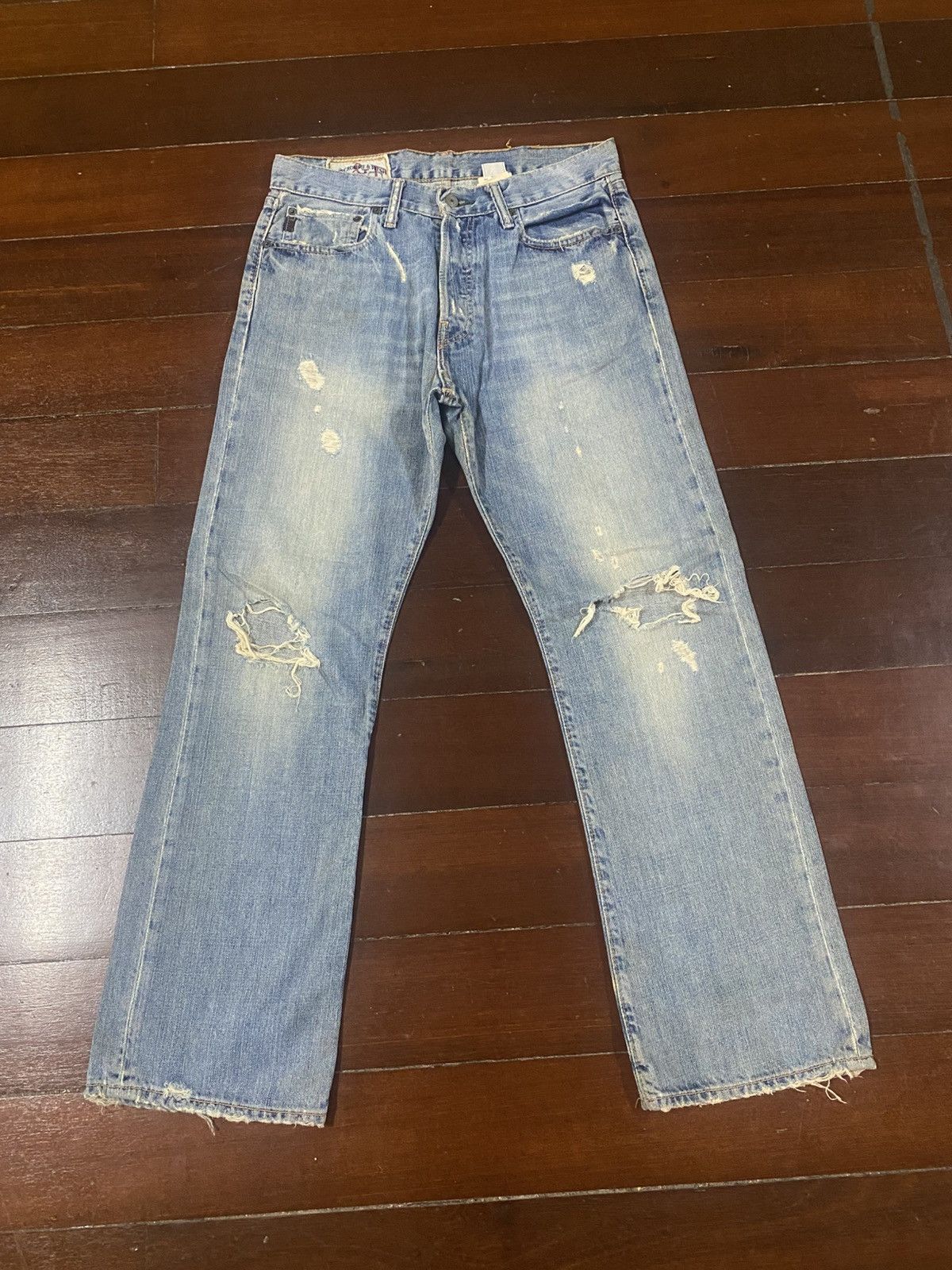 Abercrombie & Fitch Y2k Fitch Baggy Selvedge Vintage distressed mud wash Size US 32 / EU 48 - 1 Thumbnail