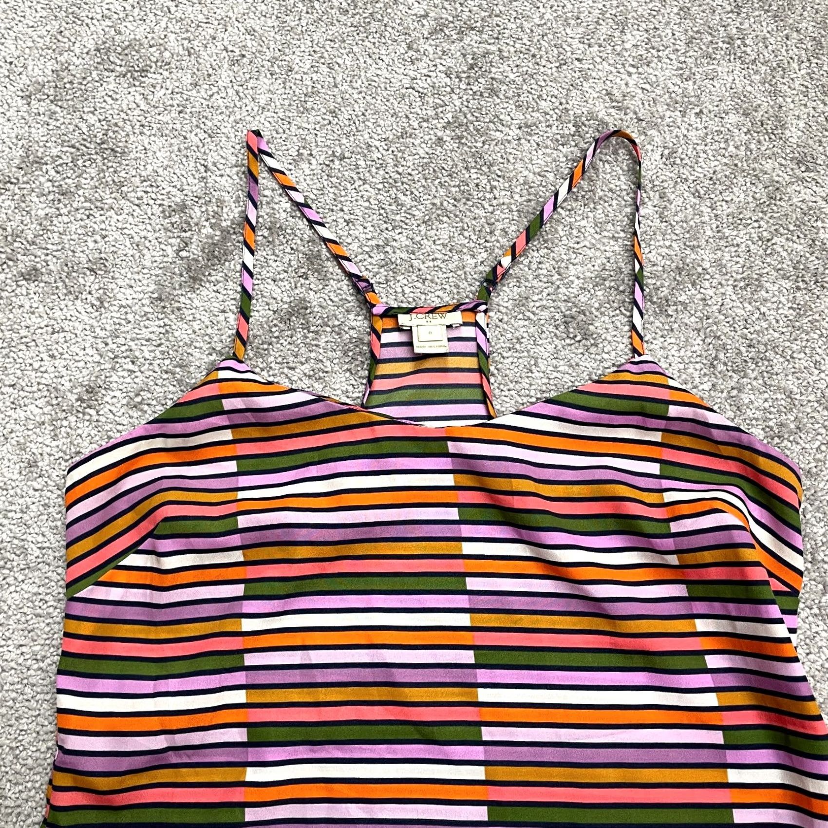 J.Crew J.Crew Tank Top Blouse Womens 0 Multicolor Striped Racerback Casual Summer Beach Shirt Sleeveless Beach, Colorful, Modern, 90s? Nope Size XS / US 0-2 / IT 36-38 - 3 Thumbnail