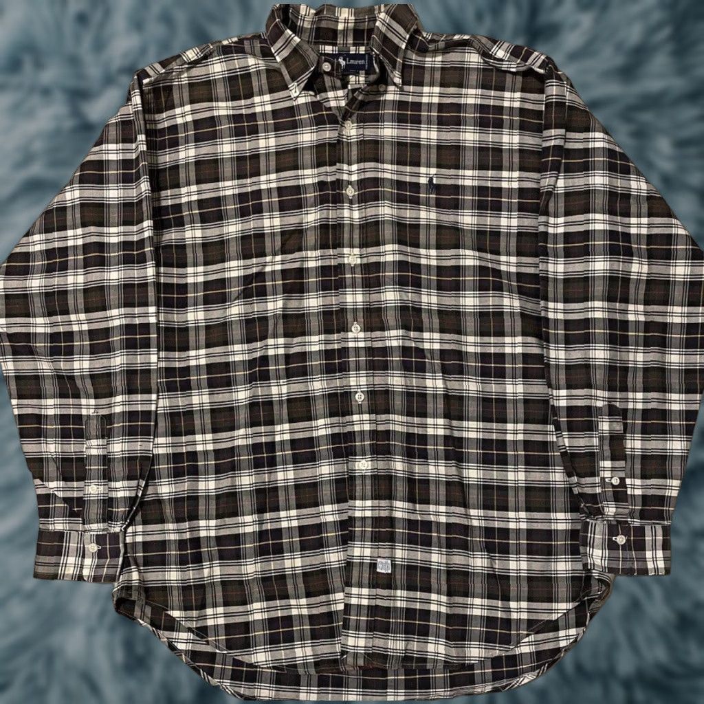 Polo Ralph Lauren VINTAGE Polo Ralph Lauren Plaid Button-Up Shirt L Navy Blue Striped Nautical Sailing 90s USA Mens Polo Ralph Lauren Big Pony Shirt Size US L / EU 52-54 / 3 - 1 Thumbnail