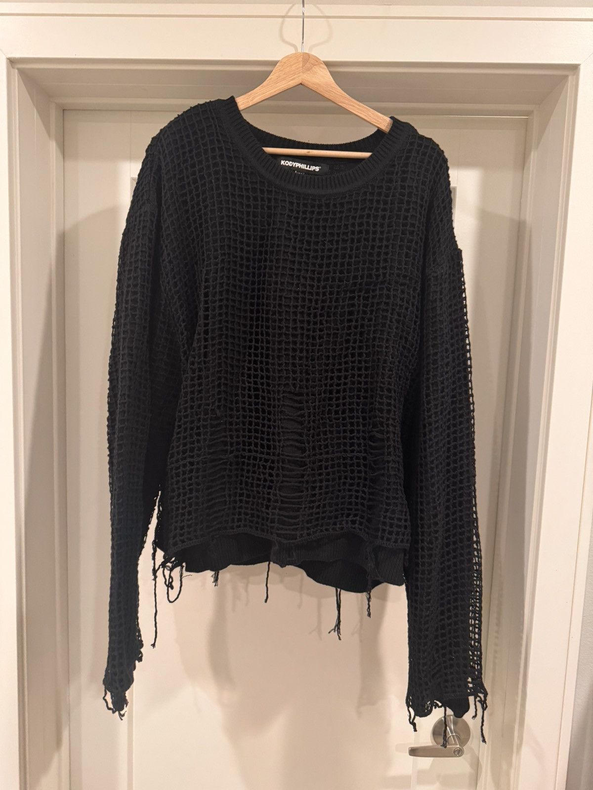 image of Kody Phillips Black Netted Sweater - , Men's (Size 2XL)