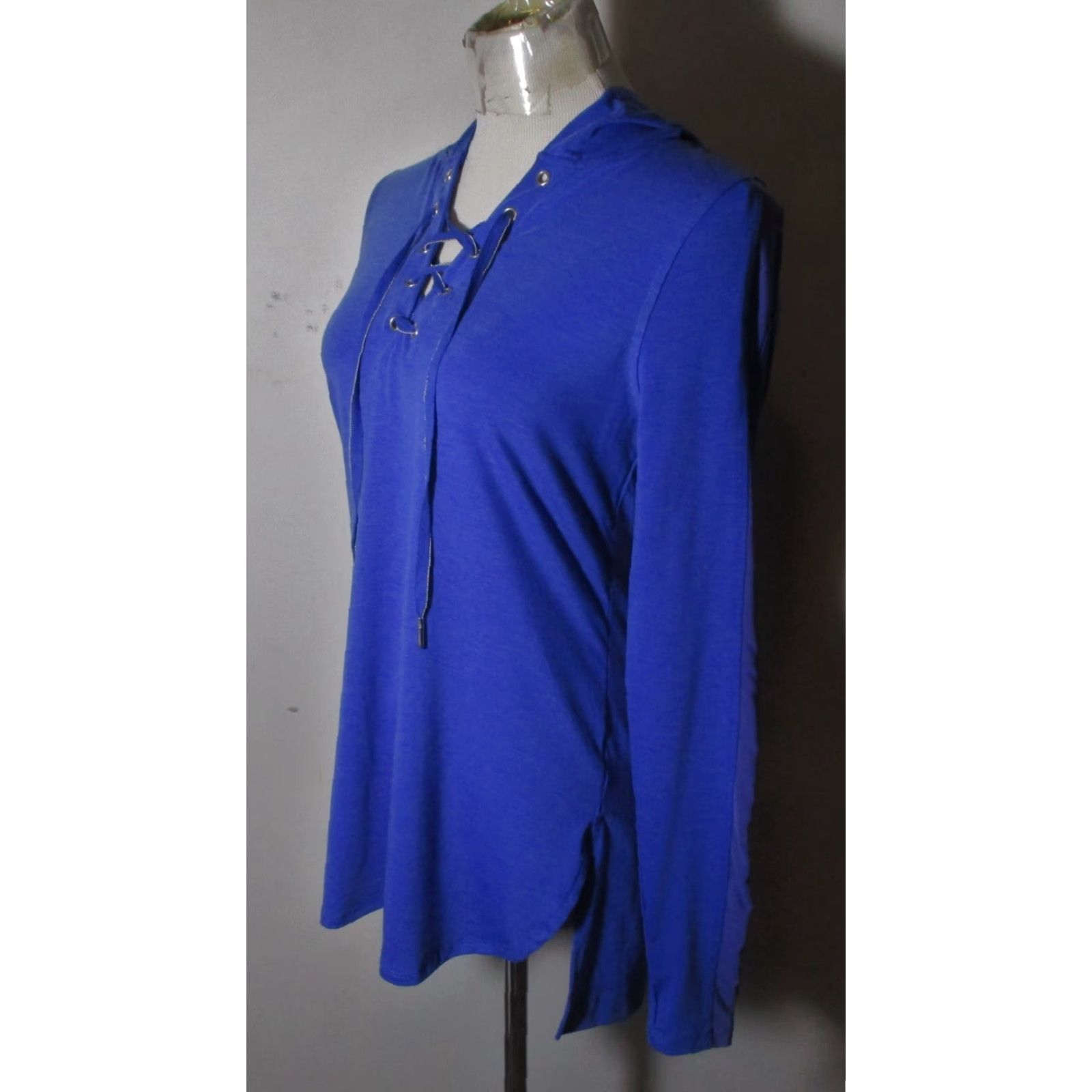 Nanette Lepore NANETTE LEPORE Blue Lyocell Blend Rope Tie Hoodie Women's S/P Size S / US 4 / IT 40 - 4 Thumbnail
