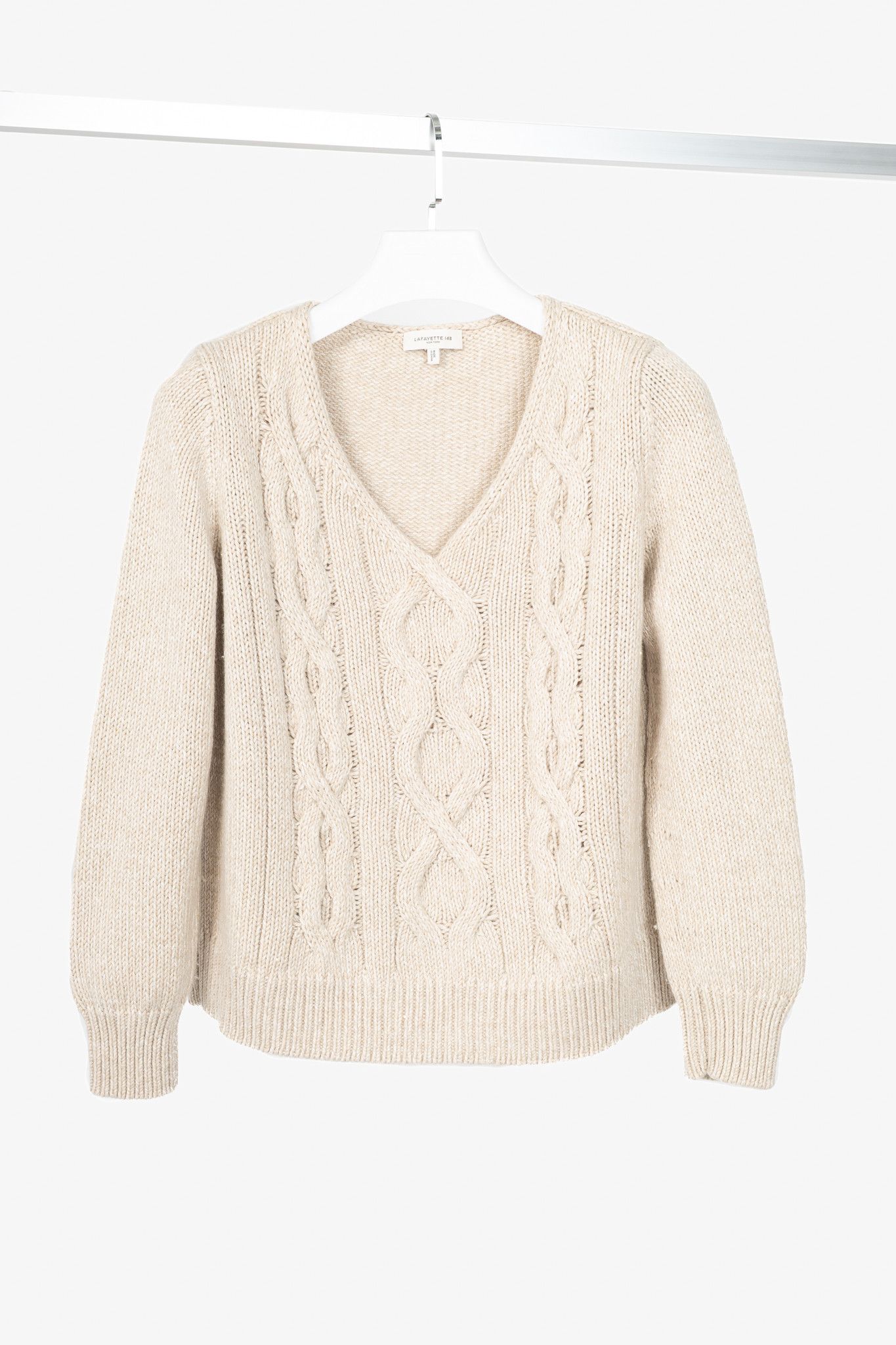 Lafayette 148 Lafayette 148 Metallic Wool & Cashmere Cable-Knit Sweater Size M / US 6-8 / IT 42-44 - 1 Thumbnail
