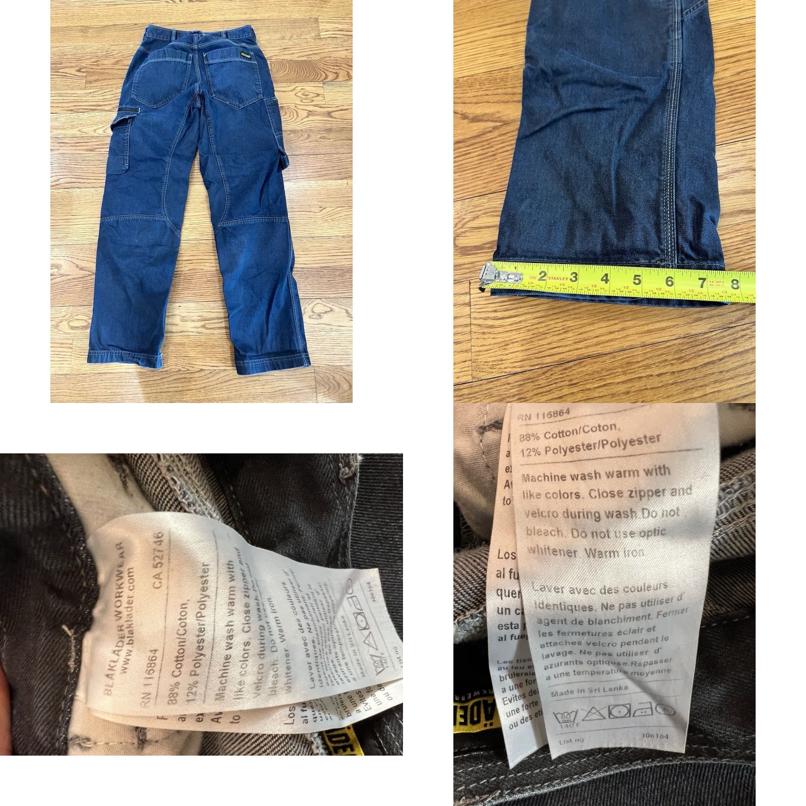 Vintage VINTAGE Blaklader Work Pants Mens 30x31 Dark Blue Denim Cargo Pockets Tool Loop Jeans Regular 30 Mens Size US 30 / EU 46 - 9 Thumbnail