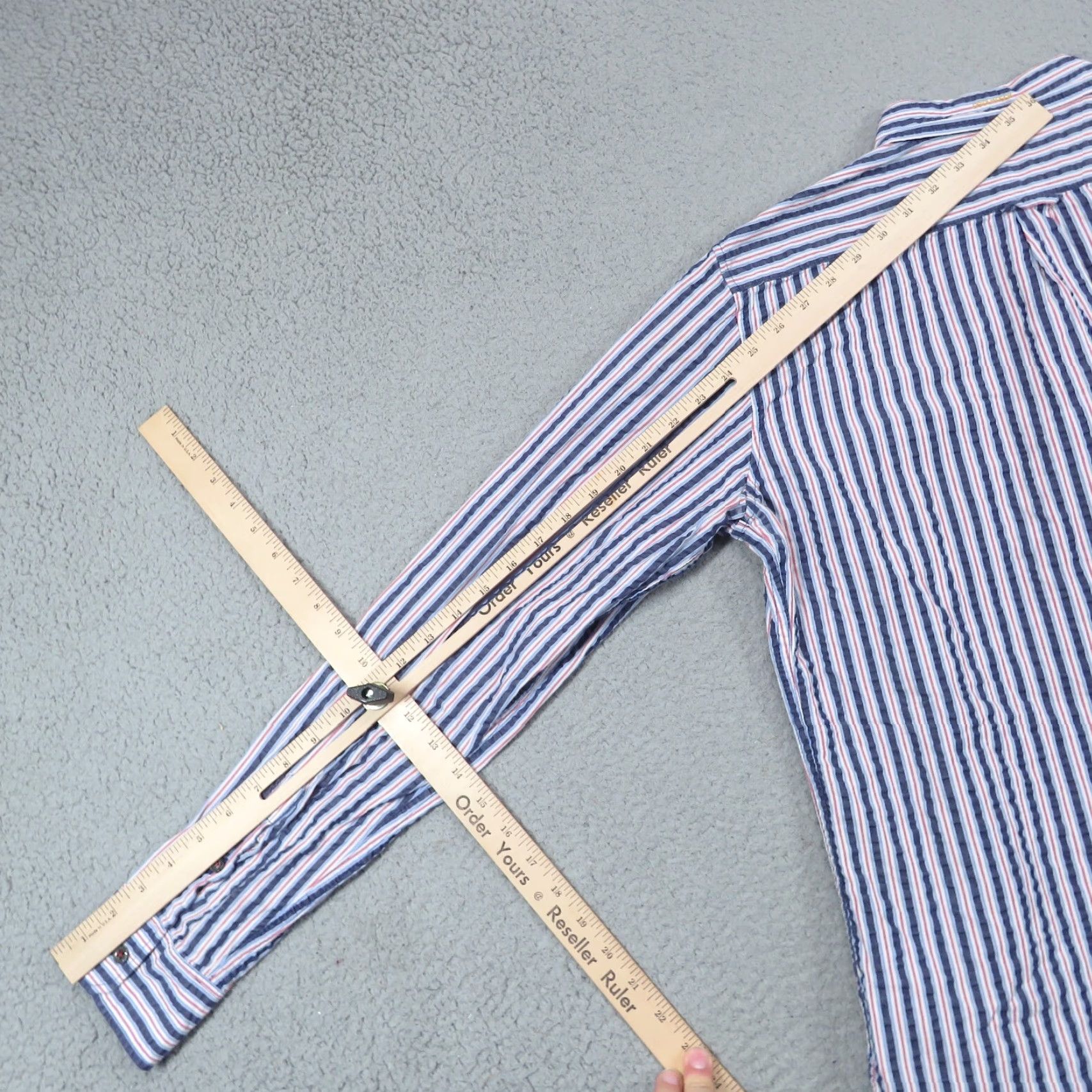 Dsquared2 Dsquared2 Shirt Mens 50 Large Blue Red White Seersucker Textured Button Luxury Size US L / EU 52-54 / 3 - 7 Thumbnail