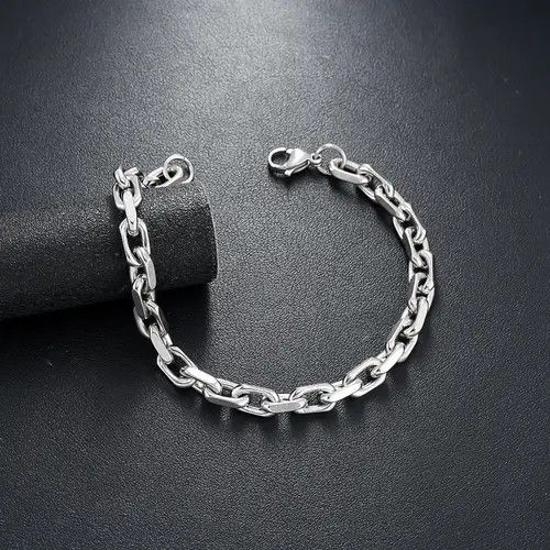 Jewelry Silver Chain Link Bracelet, Men's Stainless Steel Jewelry Size ONE SIZE - 5 Thumbnail