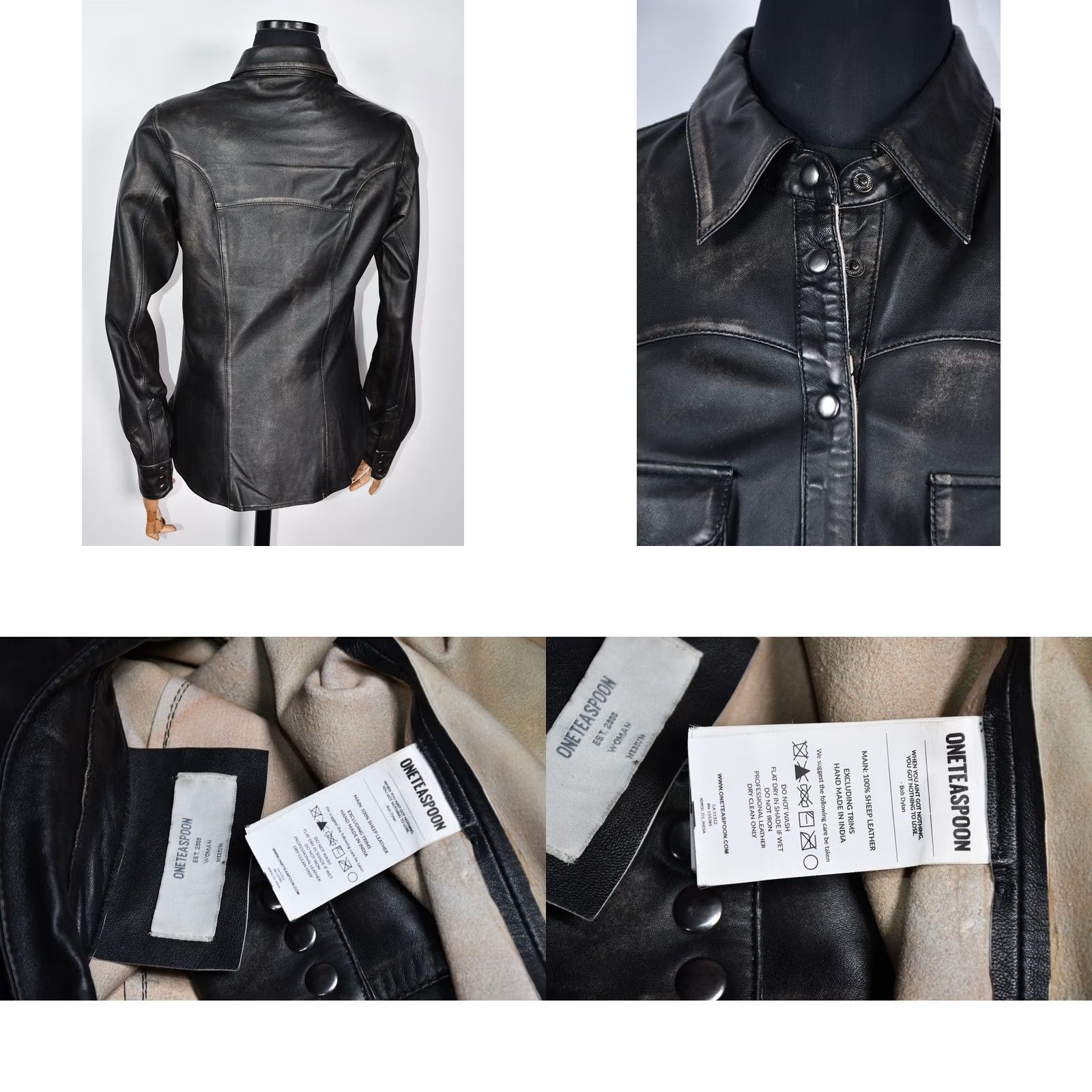 Vintage One Teaspoon Shirt M Black Leather Western Snap Chest 48 cm Length Back 66 cm 25.98 inch Womens Boys Mens Size M / US 6-8 / IT 42-44 - 8 Thumbnail