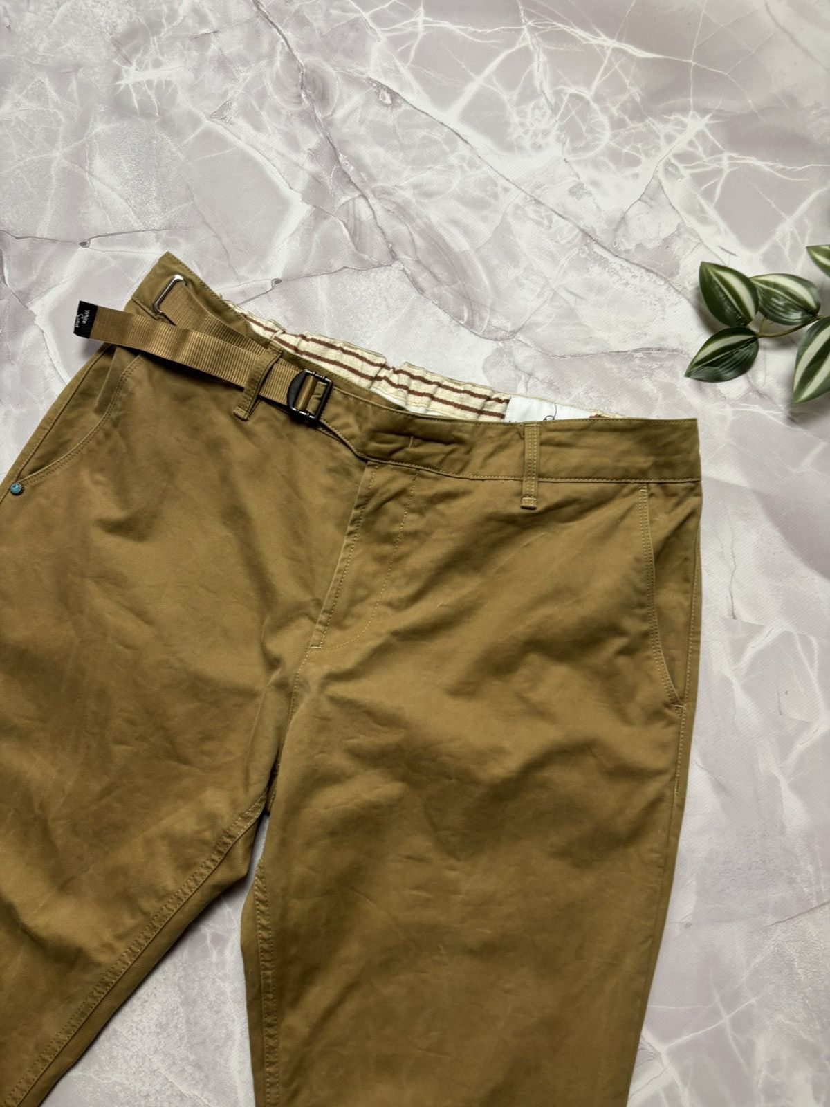 Other White Sand Belted Chino Pants Quiet Luxury Brown Mens 50 Size US 34 / EU 50 - 3 Thumbnail