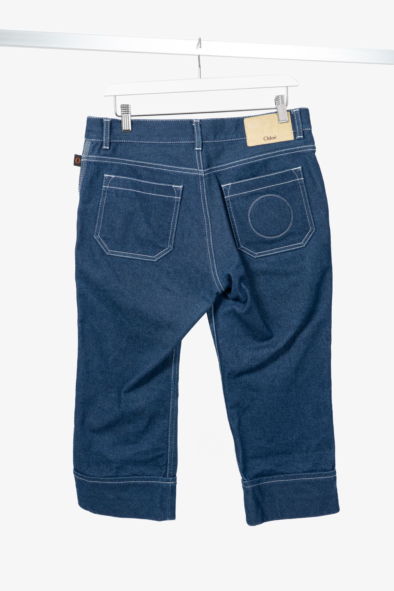 Chloe Chloe SS18 Runway Cotton Denim Cropped Circle-Stitch Jeans Size 28" / US 6 / IT 42 - 2 Thumbnail