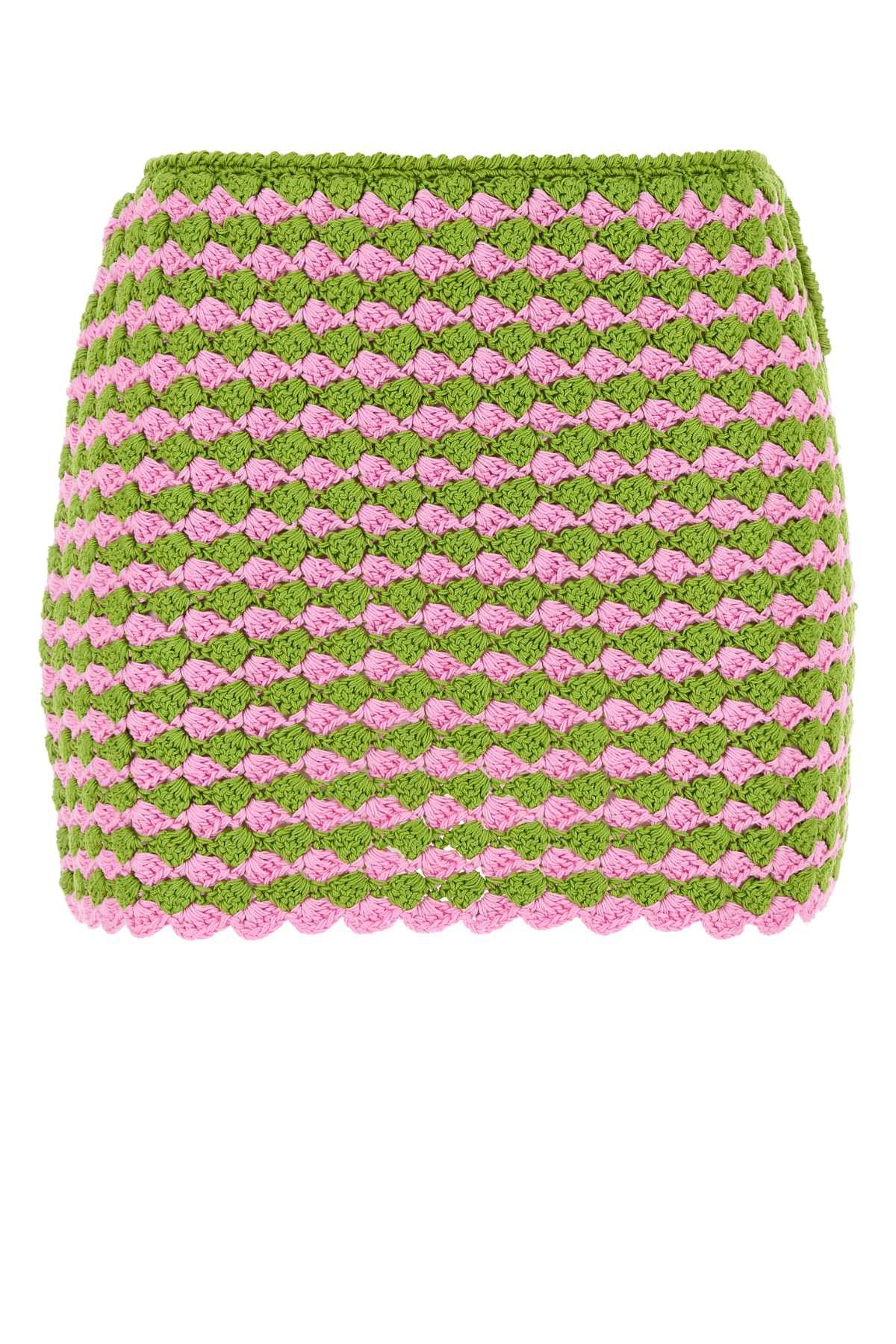 Two-Tone Crochet Mini Skirt