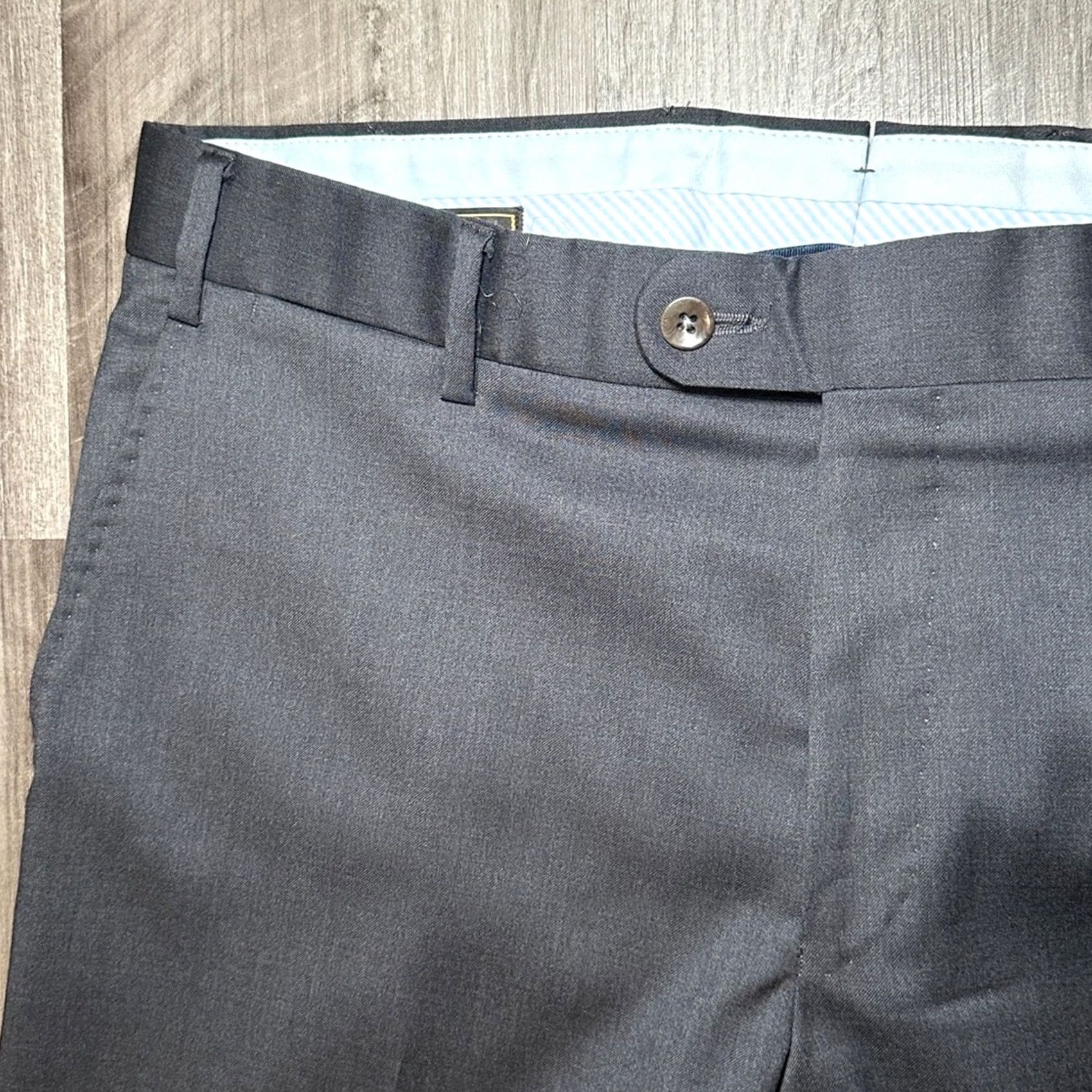 Vintage Ballin Dress Pants Men 35 Wool Charcoal 32in Inseam MS8503 - Made in Italy Four Seasons Super 130s Trouser Size US 35 - 6 Thumbnail