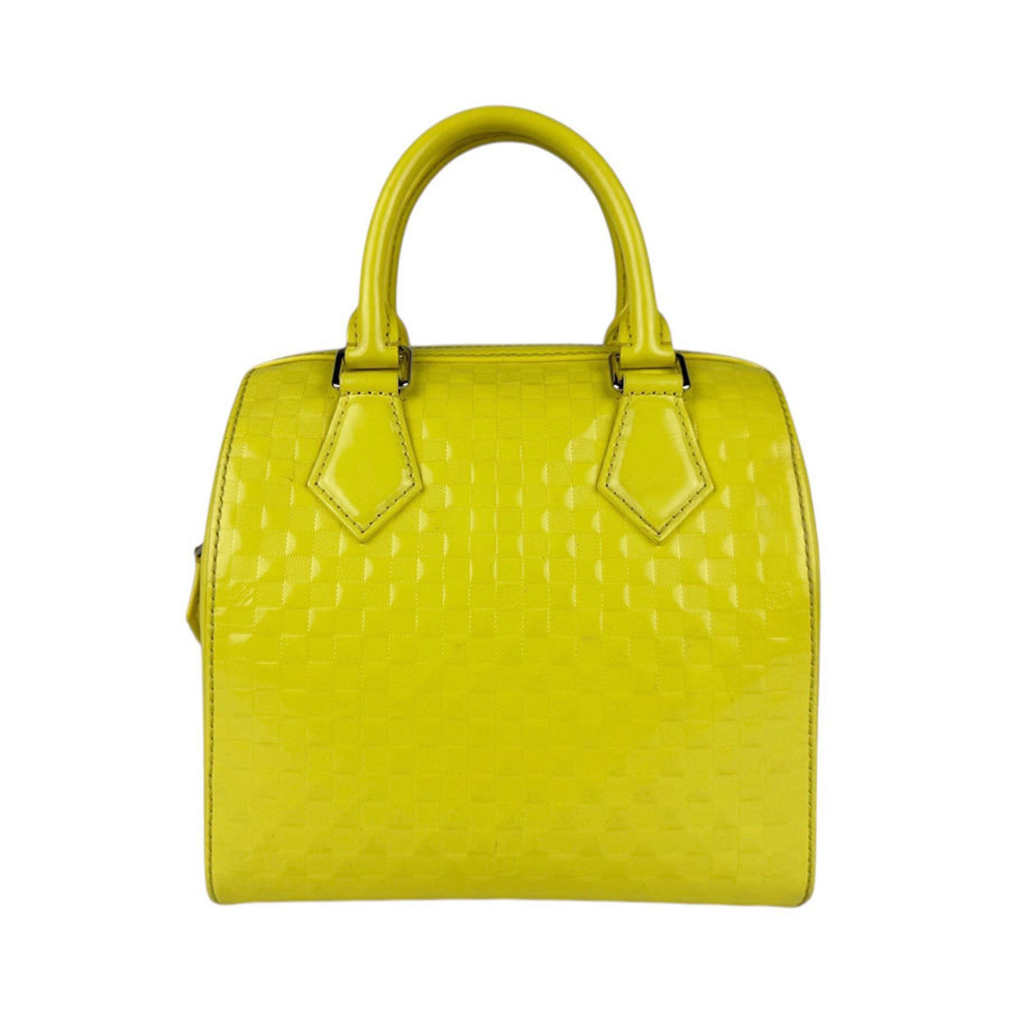 Louis Vuitton Handbag Shoulder Bag Damier Facet Speedy Cube Patent Leather Jaune Women's M48902 Z5356