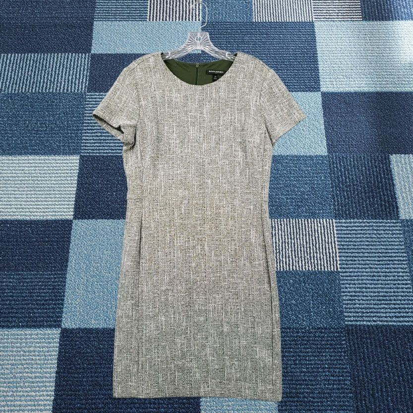 Banana Republic Banana Republic Dress Womens Green Tweed Sheath Mini Short Sleeve Stretch Size 10 Size 32" / US 10 / IT 46 - 1 Thumbnail