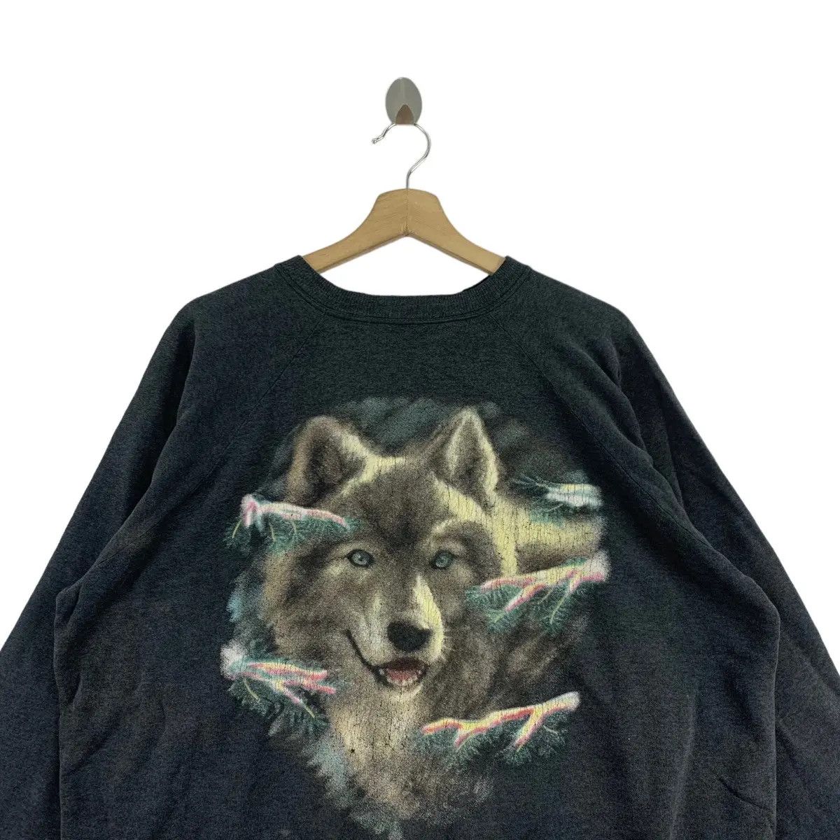 Vintage Vintage 90’ SIBERIAN HUSKY DOG Wolf Pet Painting Sweatshirt Size XL / US 12-14 / IT 48-50 - 2 Thumbnail