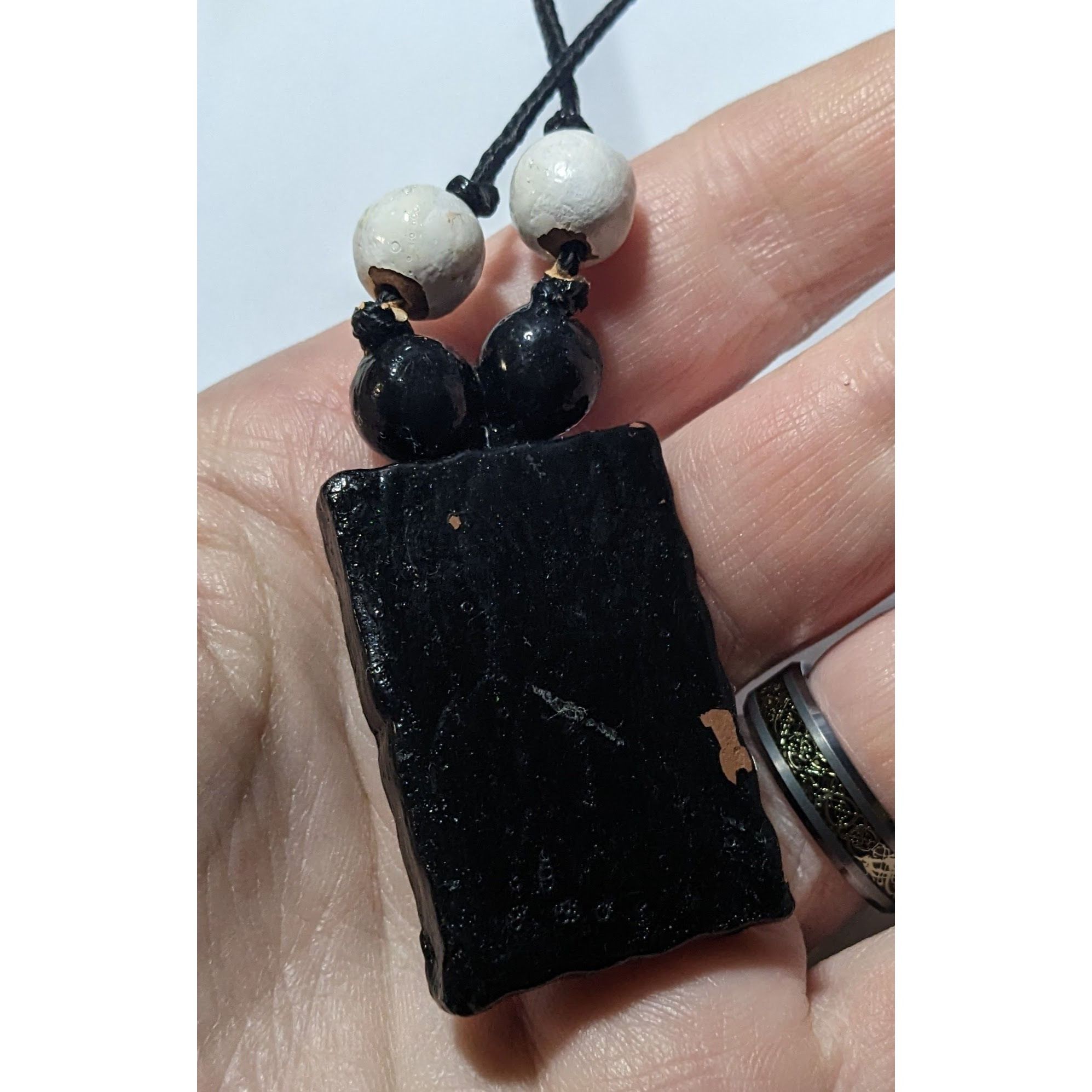 Other Vintage Terra Cotta Black And White Primitive Person Pendant Size ONE SIZE - 8 Thumbnail